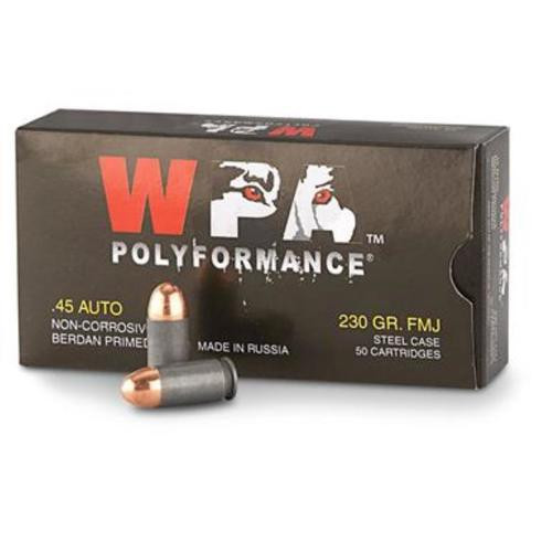 Wolf .45 ACP, 230gr, FMJ, Steel Case, 50rd Box