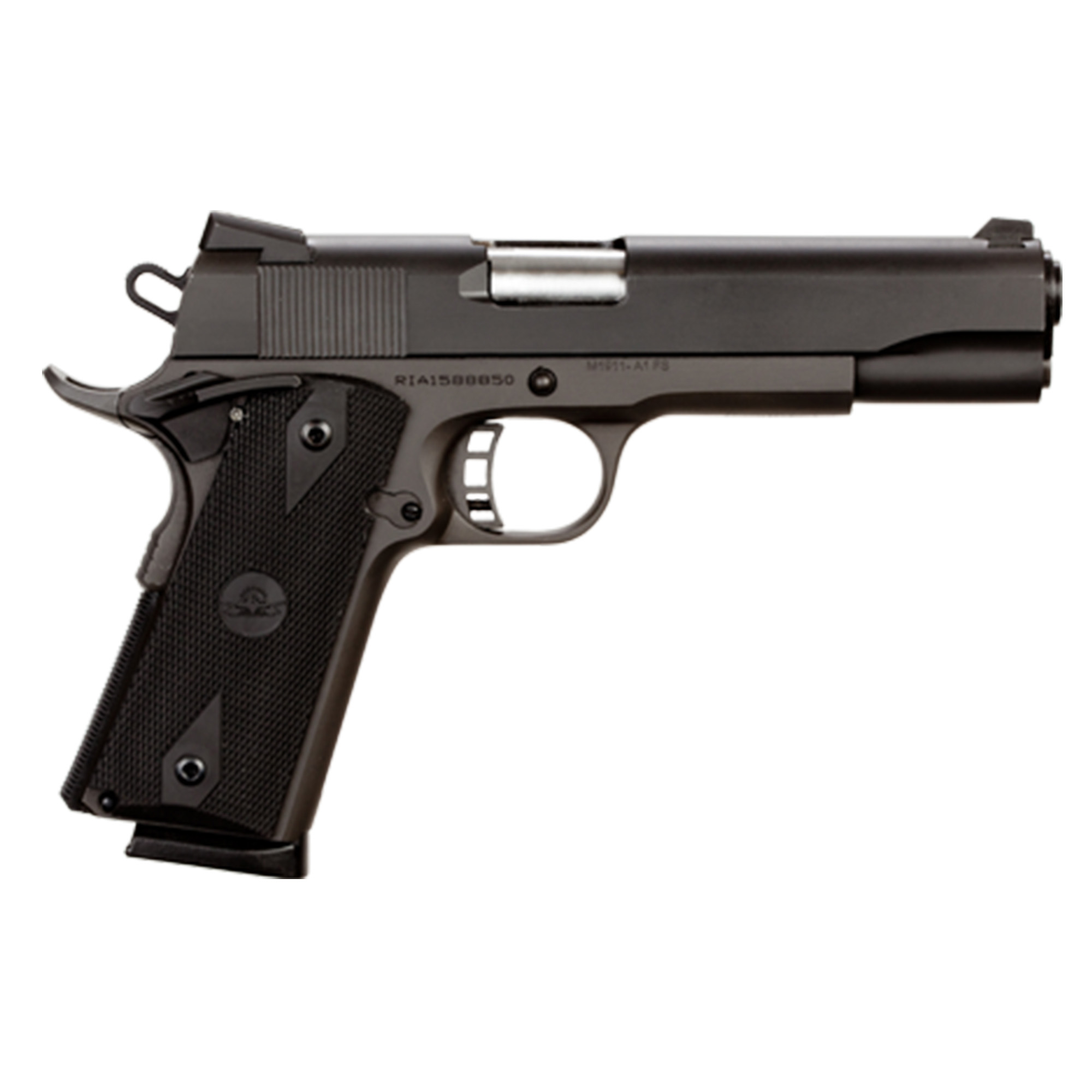 Rock Island 1911 Govt 45ACP Full Size 5” Barrel, Steel Frame, Parkerized Finish, Rubber & Wood Grips, Fixed Sights, Ambidextrous Safety, 1 Magazine, 8 Rounds