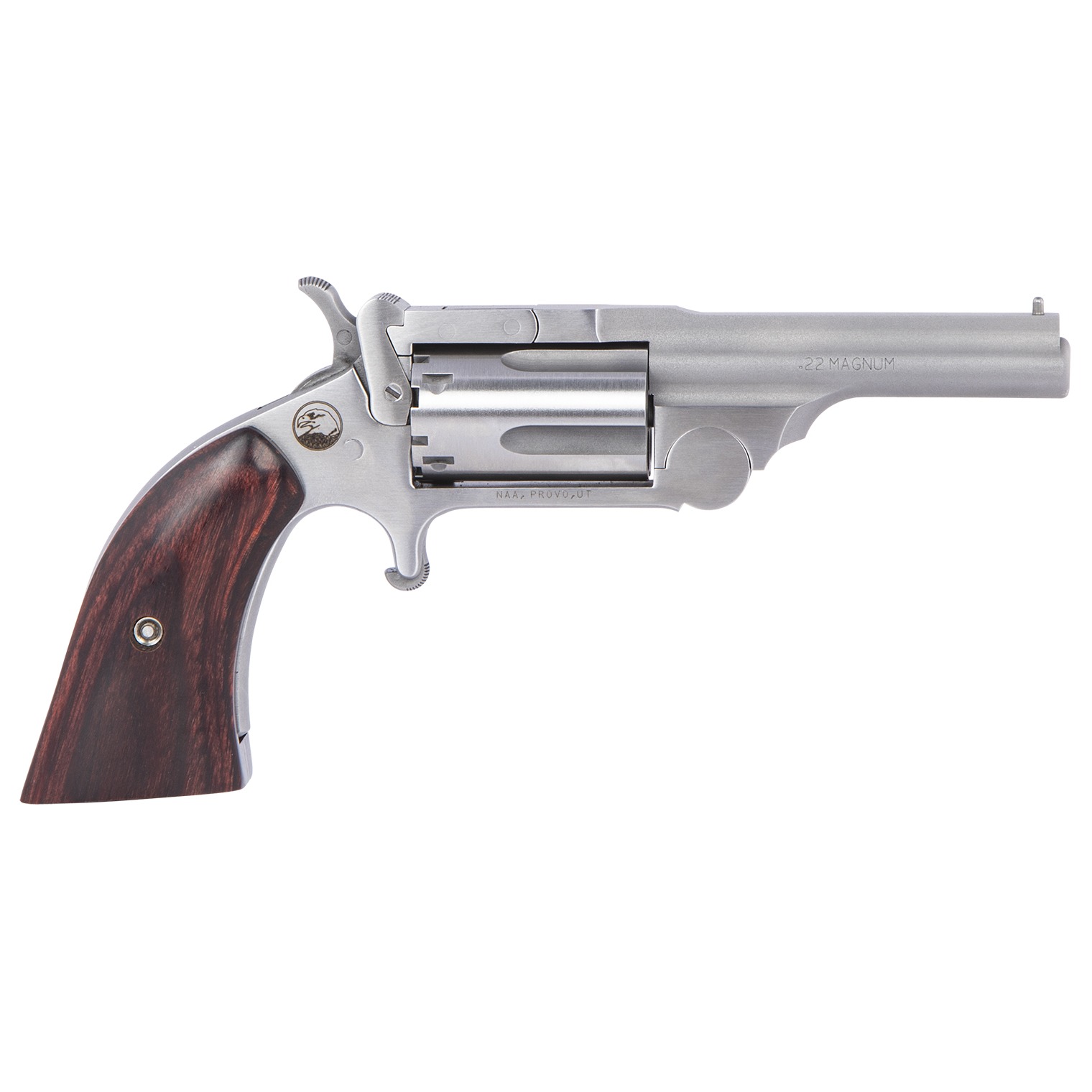 North American Arms 22MCR250 Ranger II 22 LR/22 WMR 5 Shot 2.50” Stainless Steel Barrel, Stainless Steel Frame, Stainless Cylinder, Rosewood Boot Grip, Exposed Hammer
