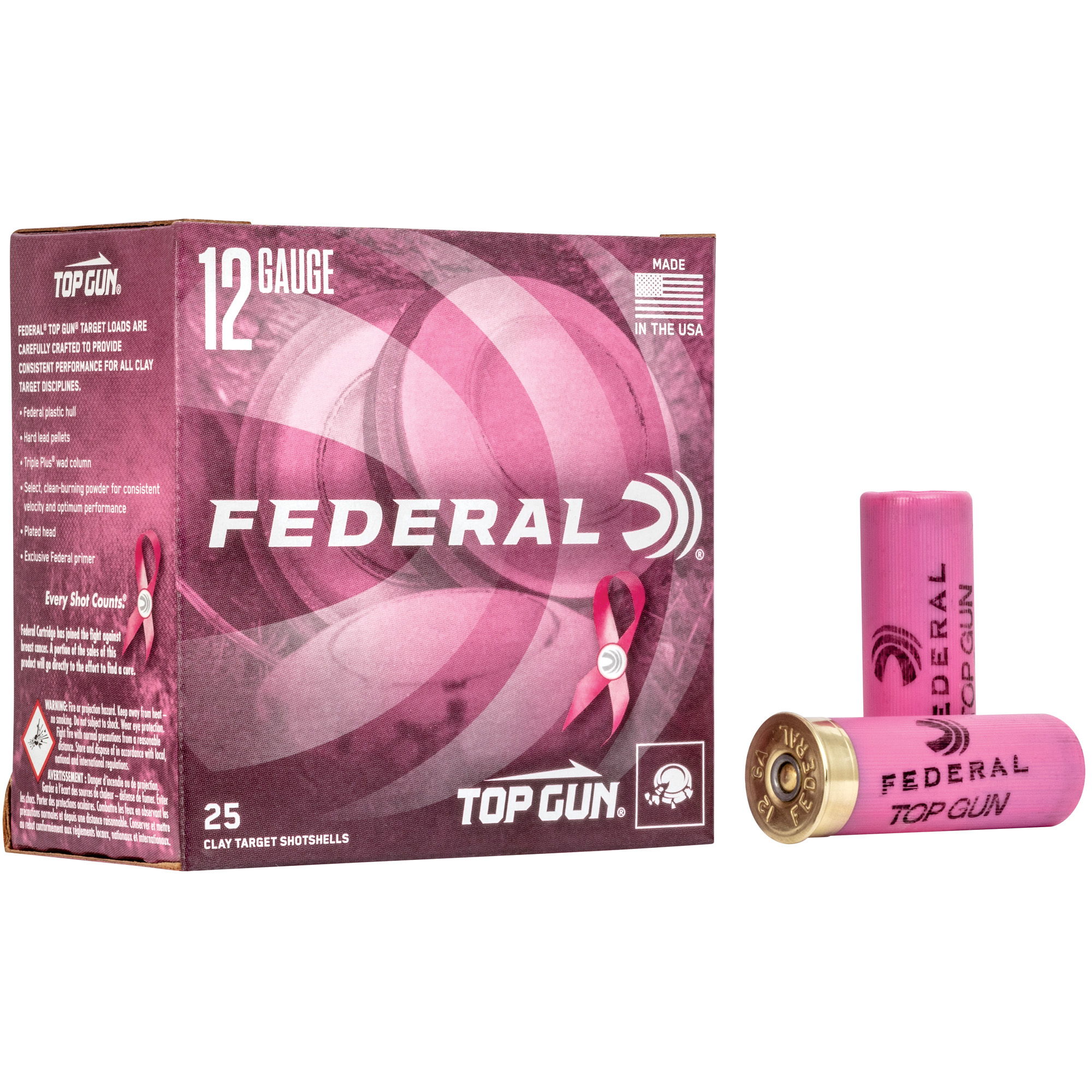 Federal TGL12P8 Top Gun Special Edition Pink 12Gauge 2.75” 1 1/8oz 8Shot 25 Per Box/10 Case