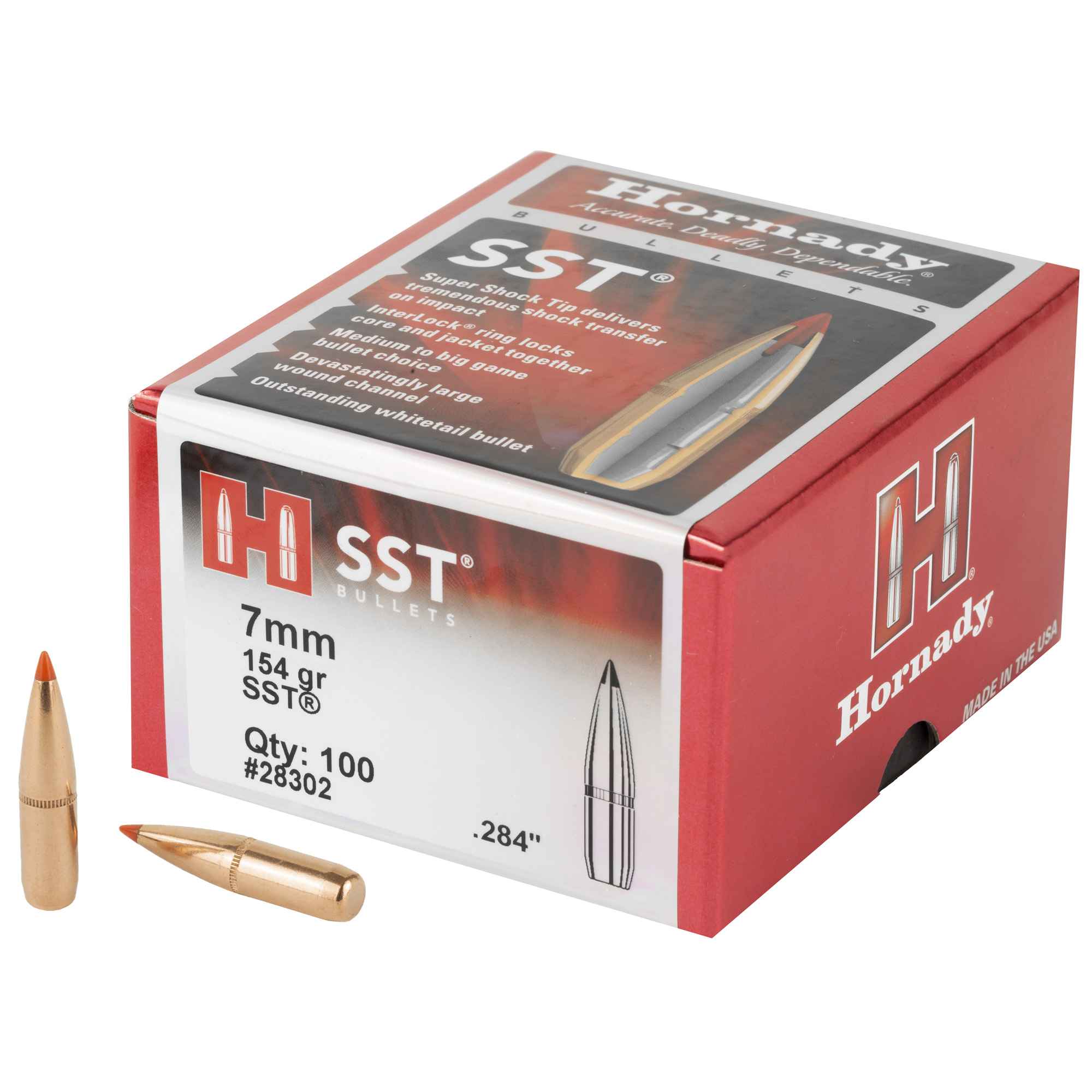 Hornady 28302 SST 7mm .284 154 gr Super Shock Tip 100 Per Box/ 15 Case