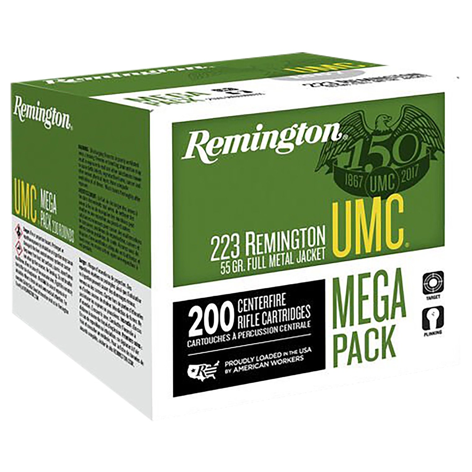 Remington Ammunition 23775 UMC Mega Pack 223Rem 45gr Jacketed Hollow Point 200 Per Box/4 Case