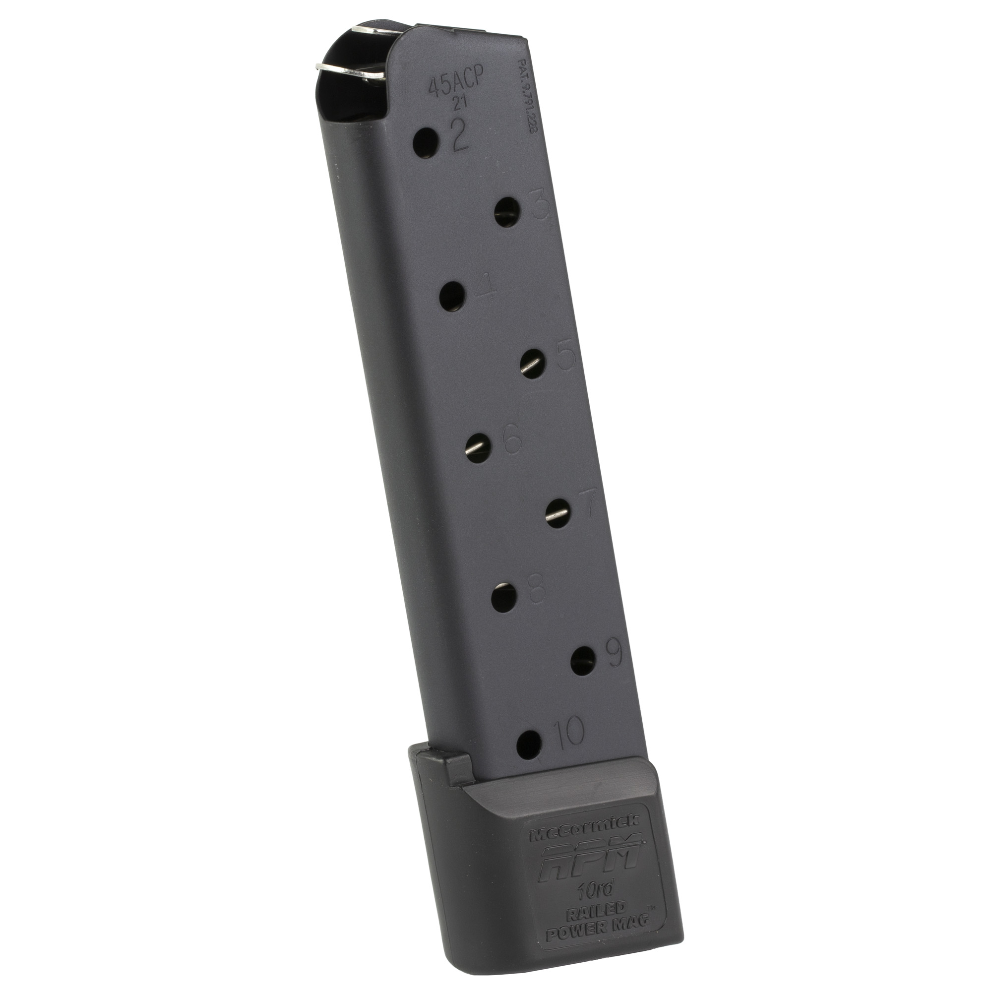 CMC Products MRPM45FS10B Power Mag Railed 10rd 45 ACP Fits 1911 Government Black Stainless Steel
