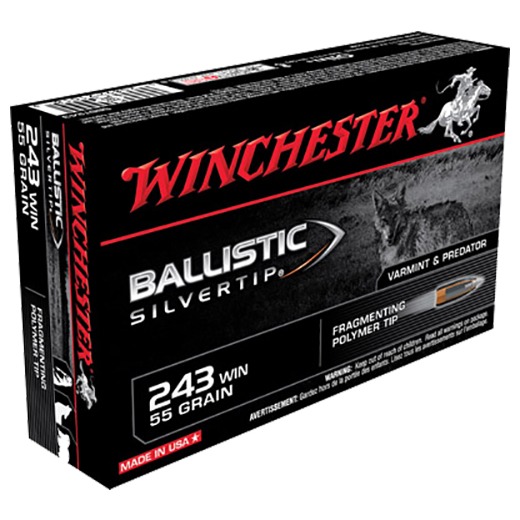 Winchester Ammo SBST243 Ballistic Silvertip 243Win 55gr Fragmenting Polymer Tip 20 Per Box/10 Case