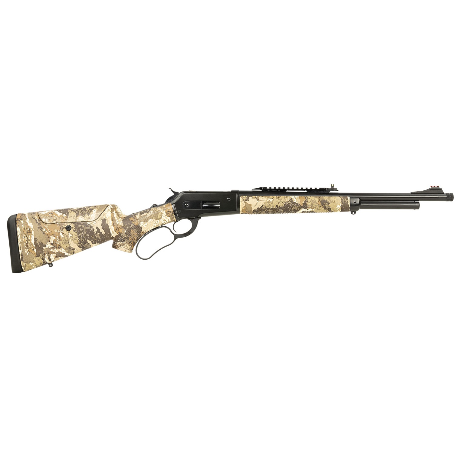 Taylors & Company 210317 Pedersoli 1886 Journey 45-70 Gov 5+1 19” Black Cerakote Barrel, Black Cerakote Drilled & Tapped Receiver, Adj Cheekrest Camo Synthetic Stock