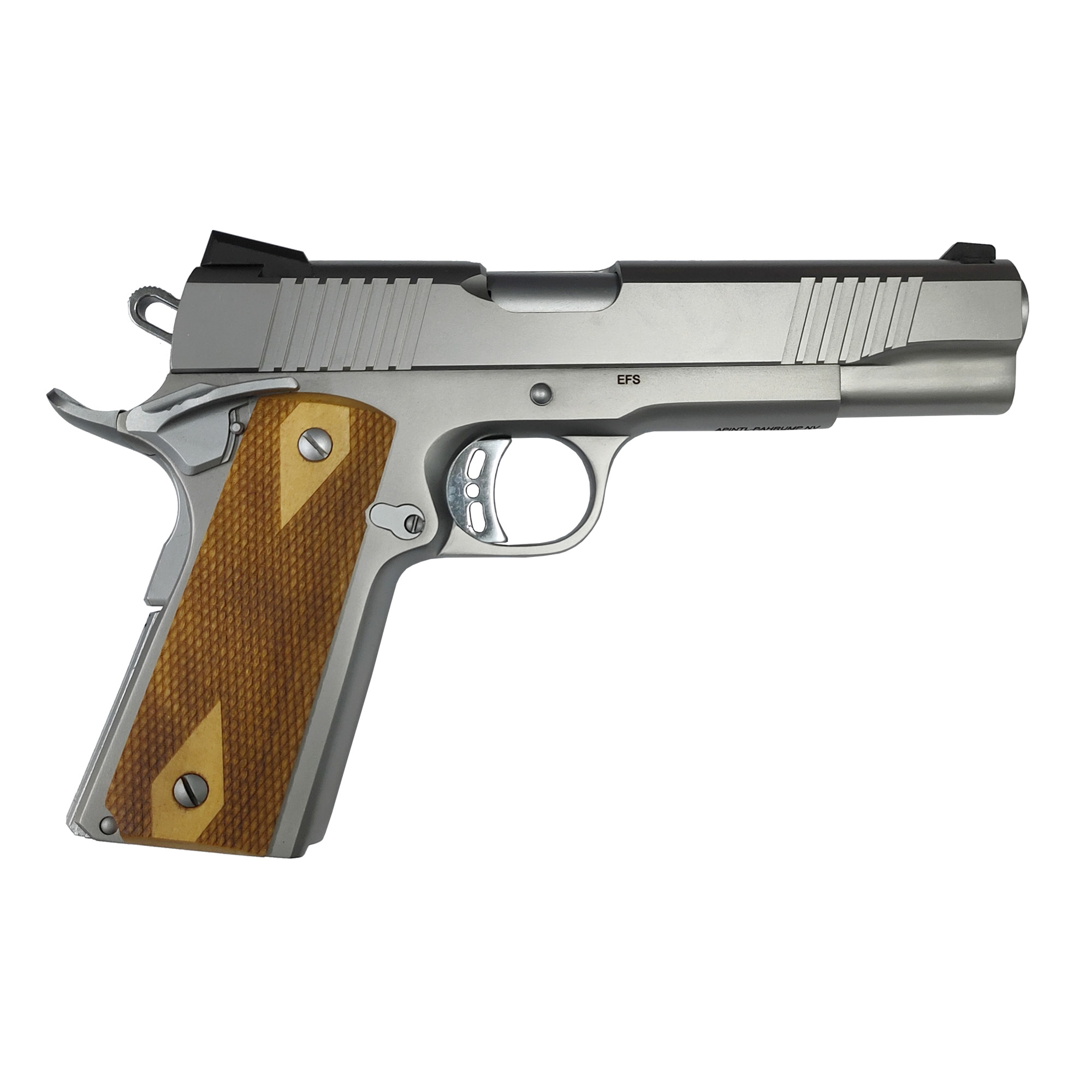 Rock Island 56865 Rock Standard FS Full Size 10mm Auto 8+1 5” Stainless Steel Barrel & Serrated Slide, Matte Stainless Steel Frame w/Beavertail, Wood Double Checkered Grip