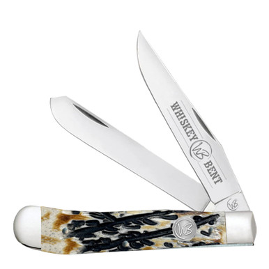 Whiskey Bent Carved Burnt Bone Trapper WB11-16 Bone Handle