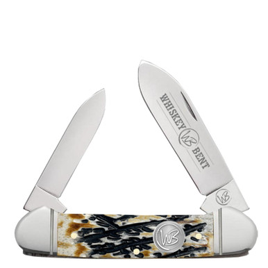 Whiskey Bent Carved Burnt Bone Traditional Pocket Knife