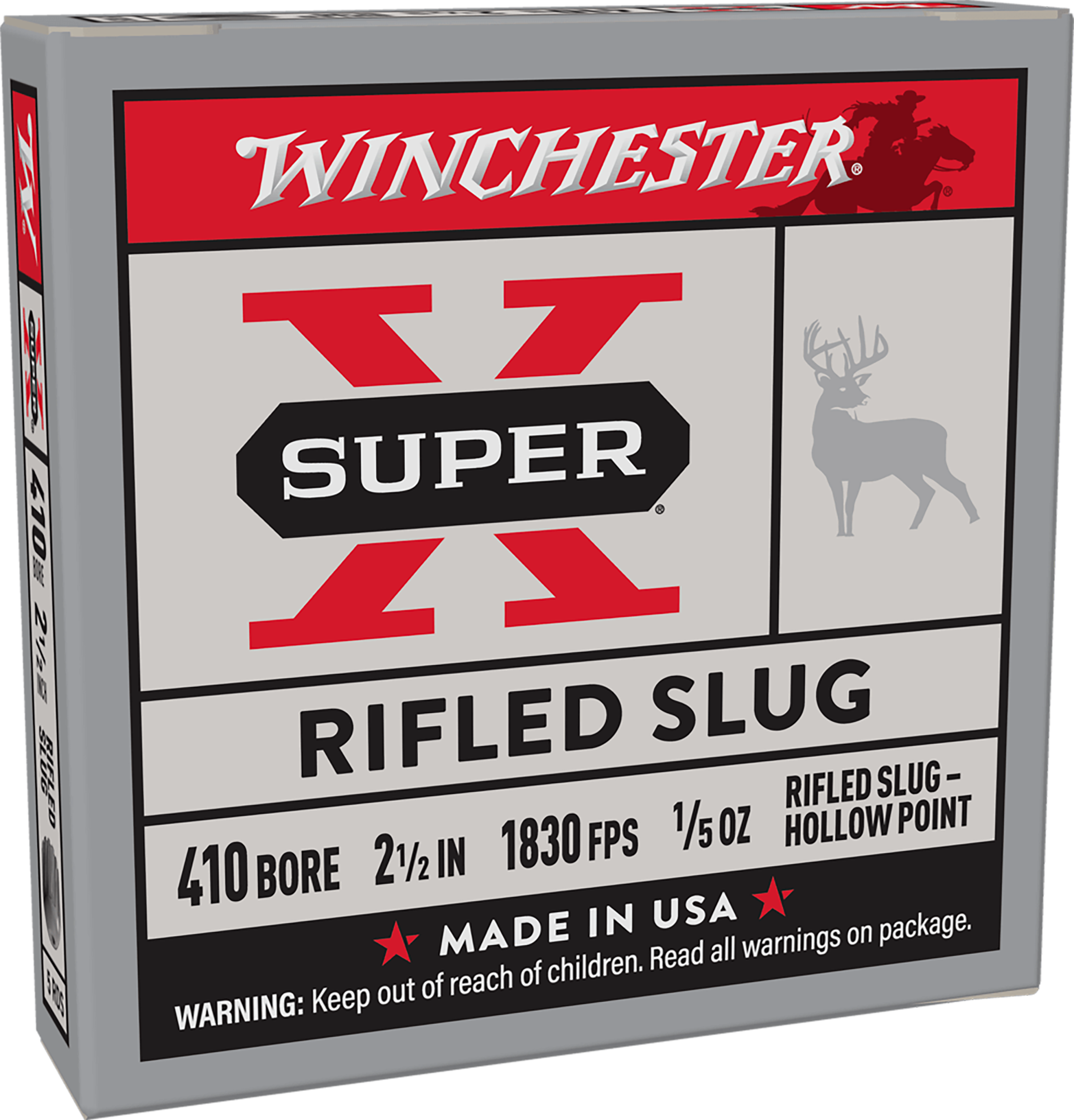Winchester Ammo Super X 410 Gauge 2.5" 1/5 oz Rifled Slug HP 5 Rd - Box or Case