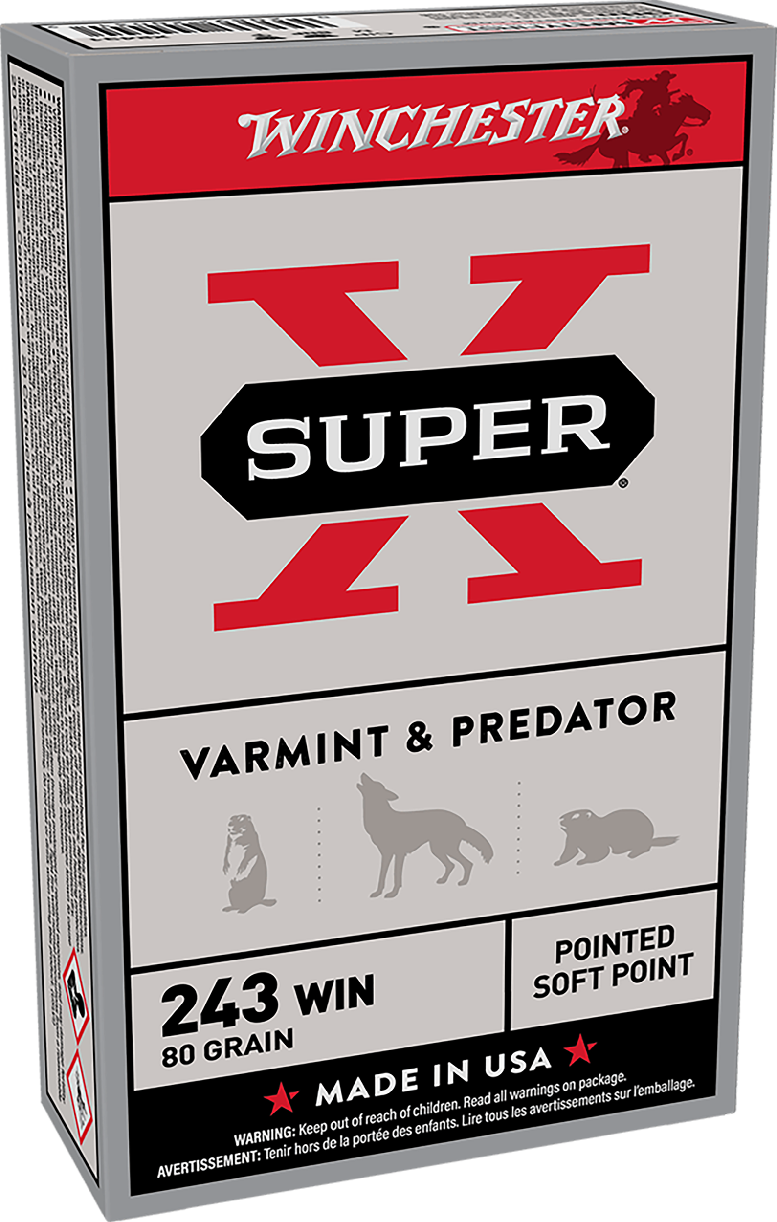 Winchester Ammo Super-X 243 Win 80 gr Jacketed Soft Point 20 Rd - Box or Case