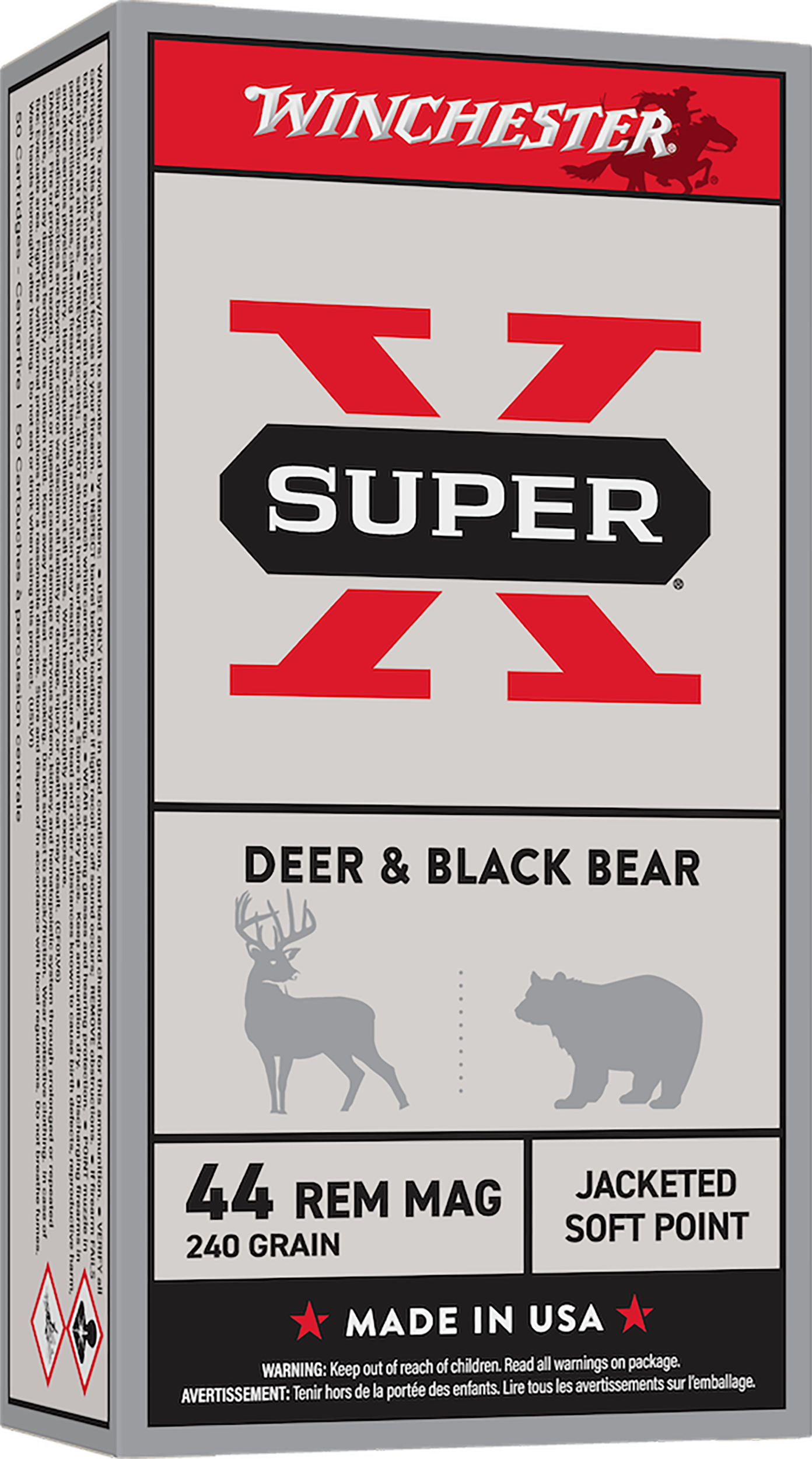 Winchester Ammo USA 44 Rem Mag 240gr Jacketed Soft Point 50 Rd - Box or Case