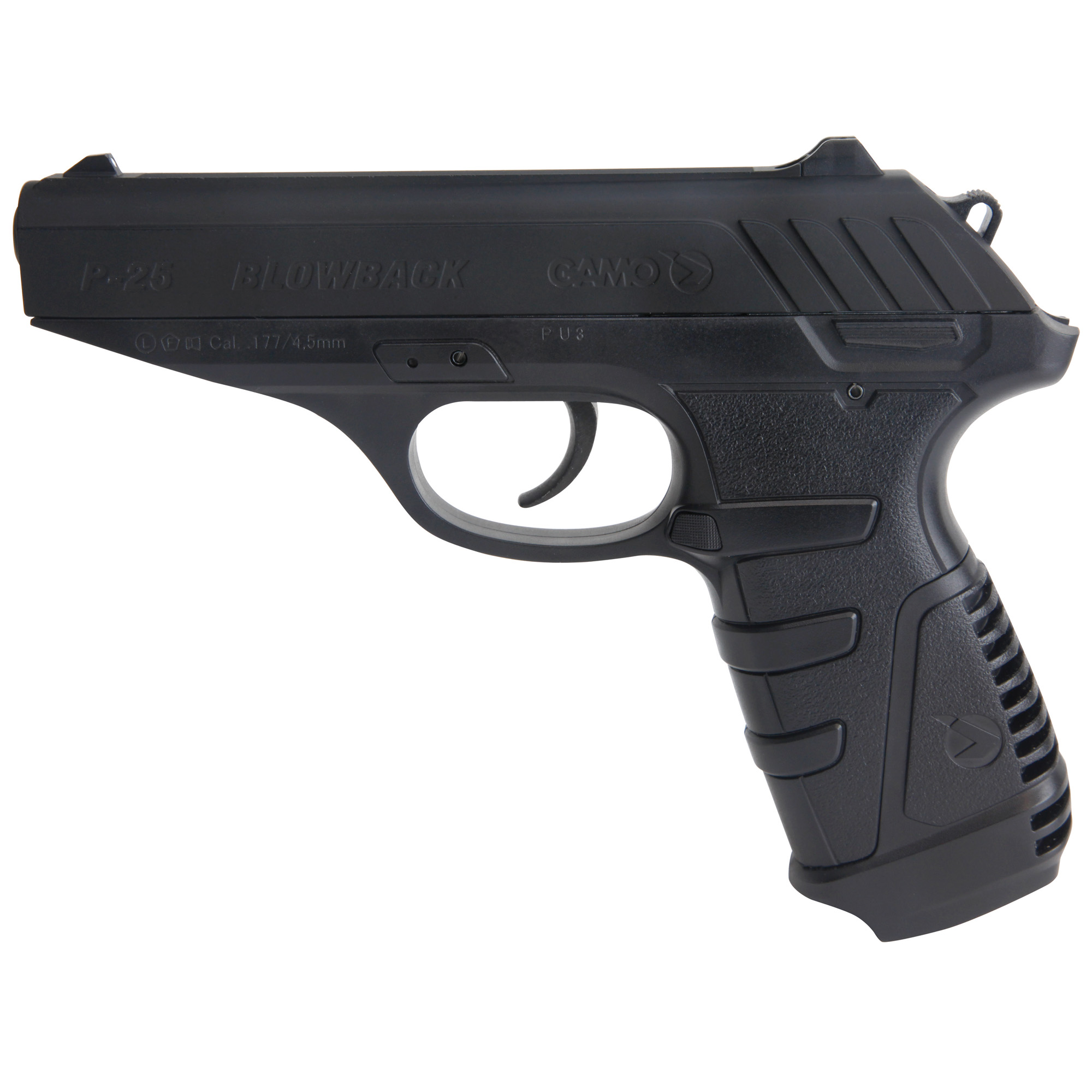 Gamo 611138054 P-25 Blowback Air Pistol CO2 177 16+1 Black Textured Polymer Grips