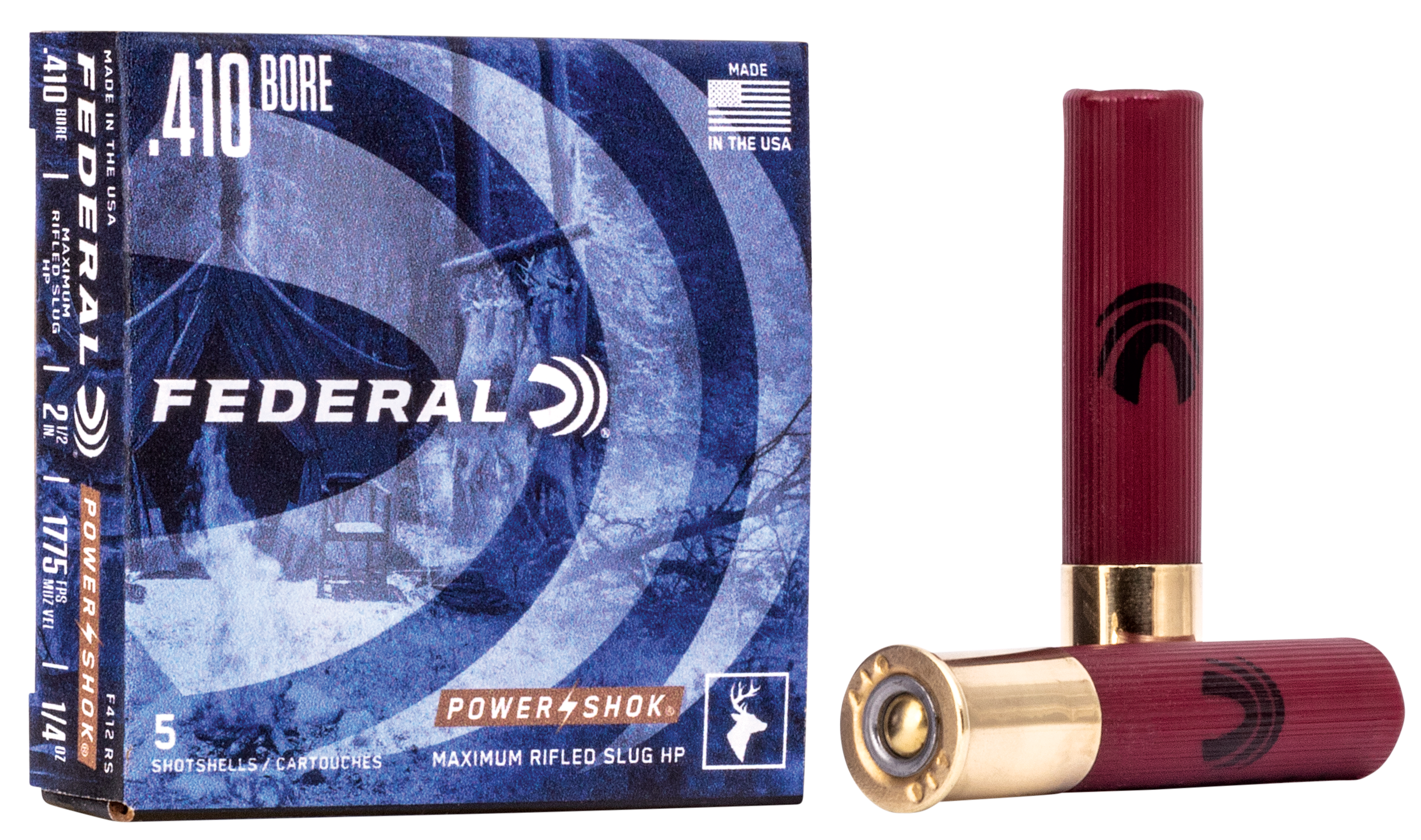 Federal Power-Shok 410 Gauge 2.5" 1/4 oz Rifled Slug 5 Rd - Box or Case
