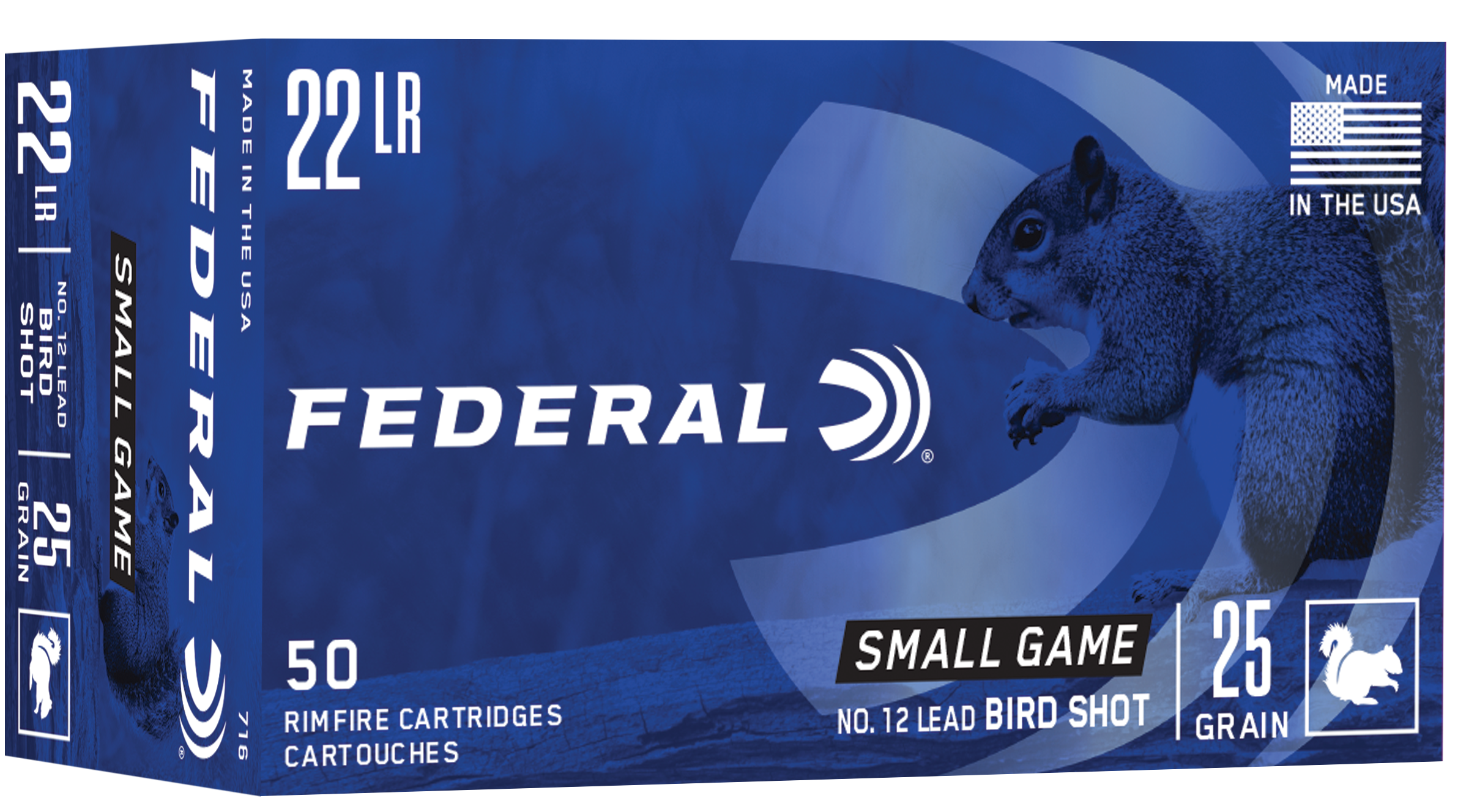 Federal 716 Small Game & Target 22 LR 25gr #12 Lead Bird Shot 50rd - Box or Case