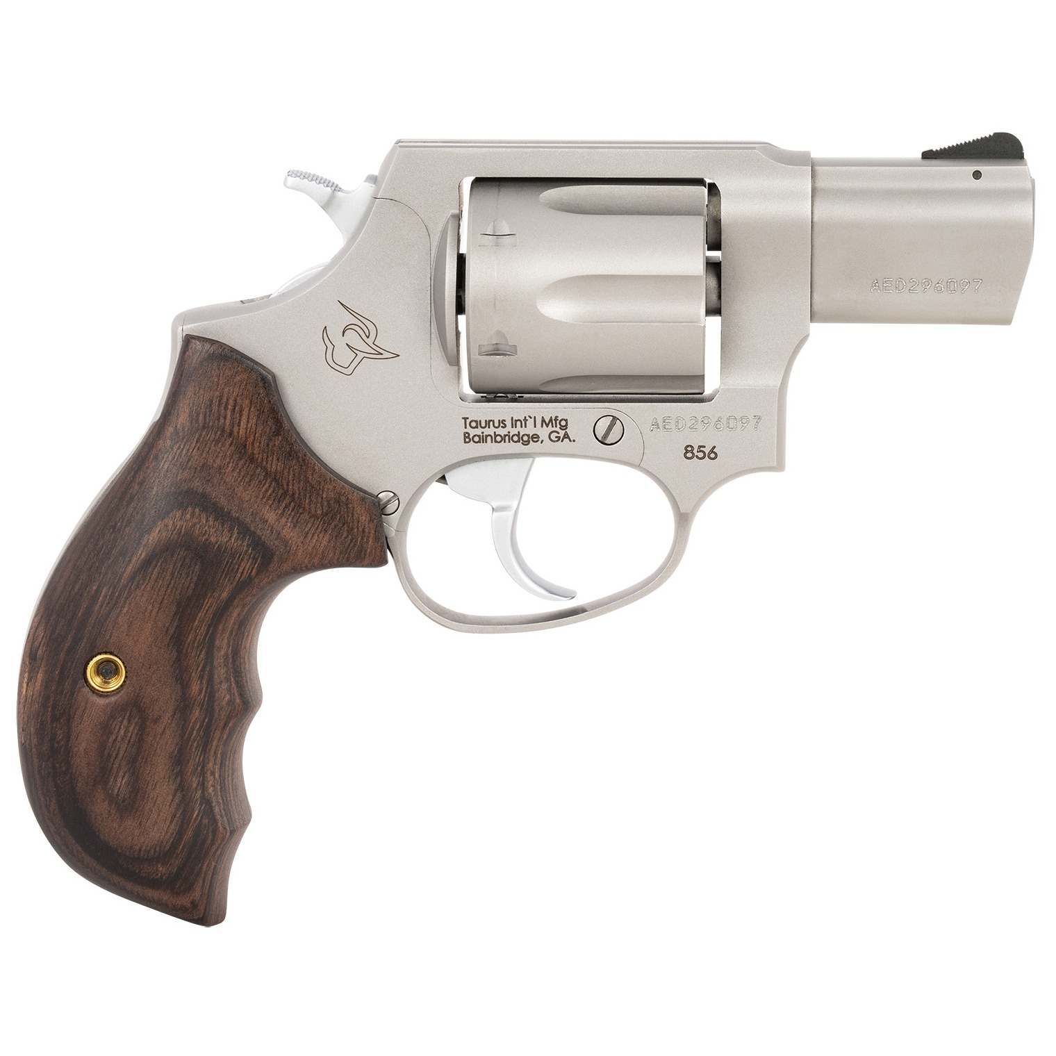 Taurus 2-856029SW 856 Defender Small 38 Special +P 6 Shot 2” Matte Stainless Steel Barrel, Cylinder & Frame, Walnut Grip, Transfer Bar Safety, Exposed Hammer