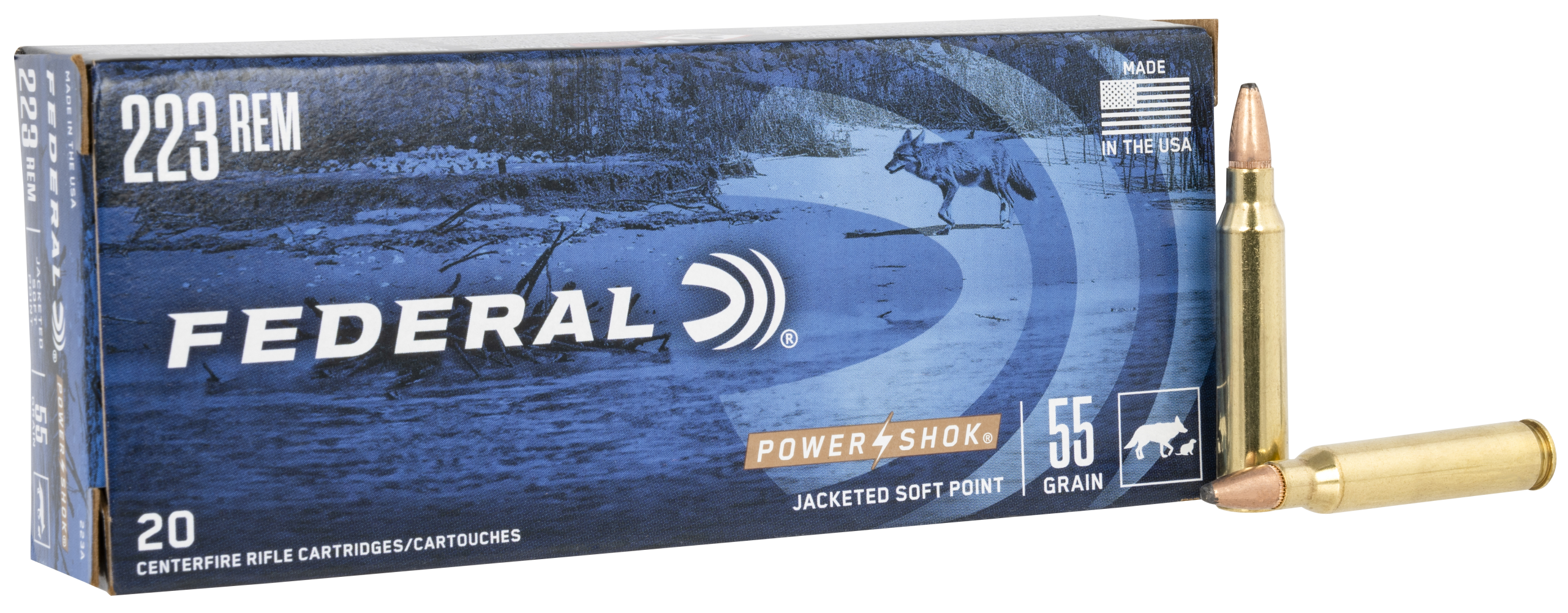 Federal Power-Shok 223 Rem 55gr JSP 20rd - Box or Case