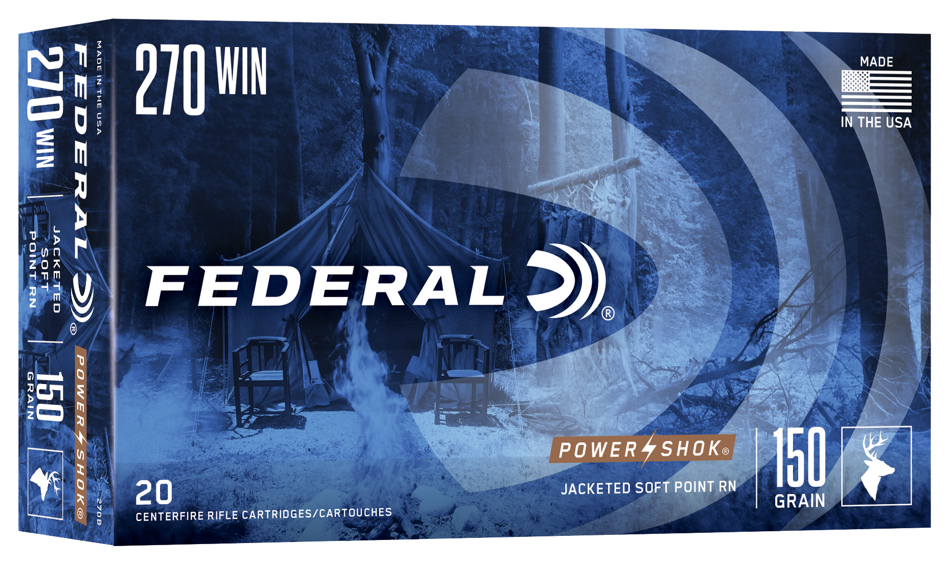 Federal Power-Shok 270 Win 150gr Jacketed Soft Point 20rd - Box or Case