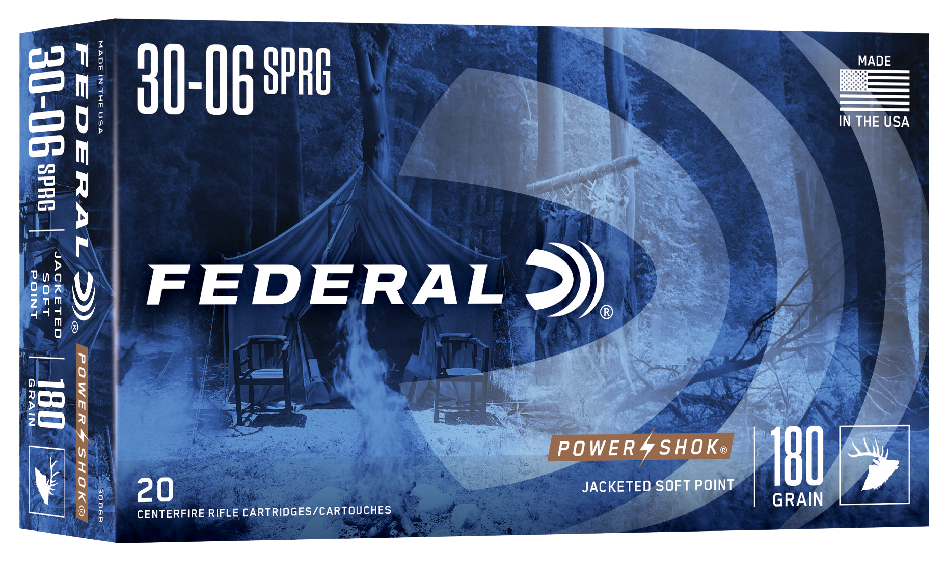 Federal Power-Shok 30-06 Springfield 180gr Jacketed Soft Point 20rd - Box or Case