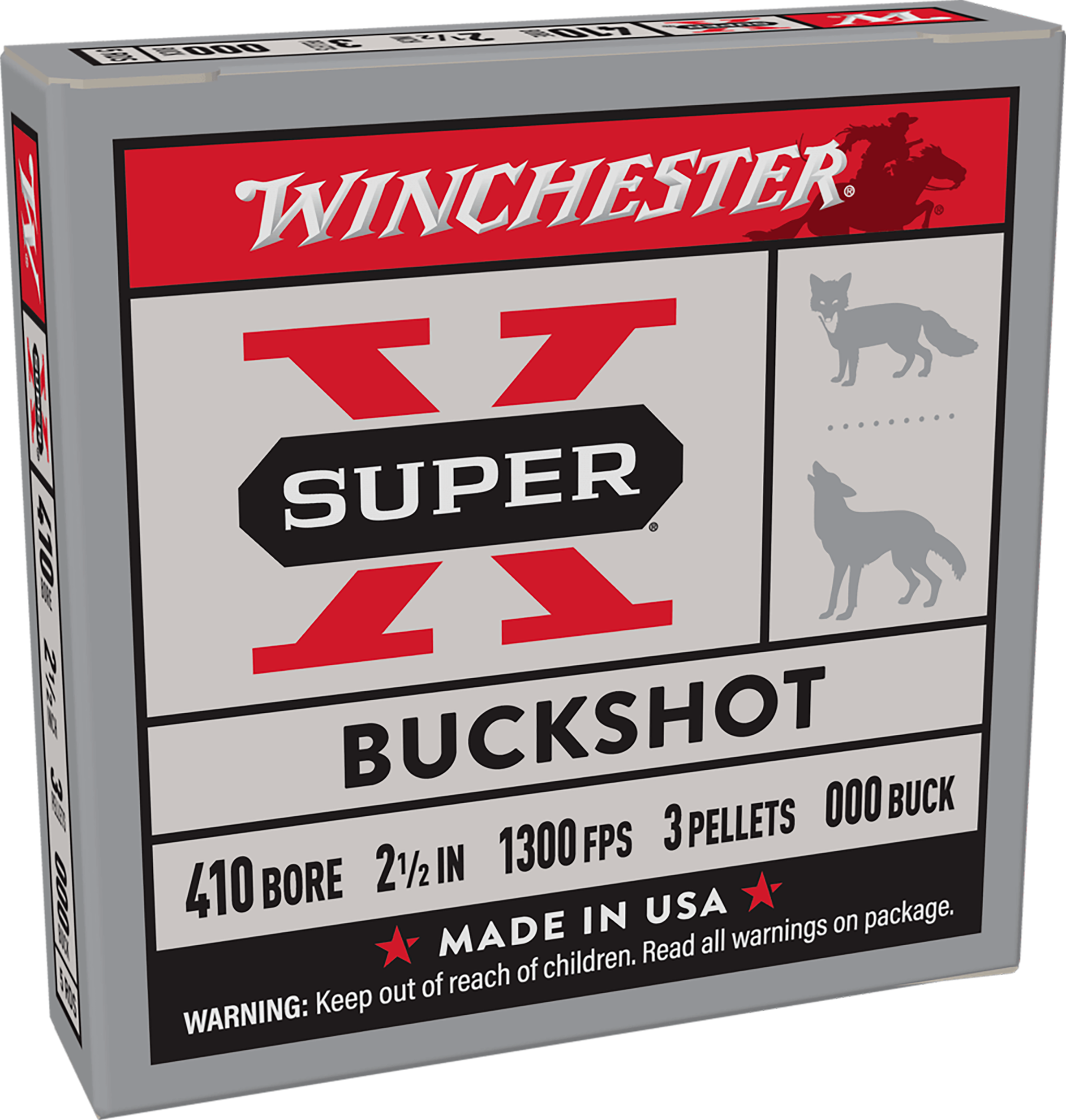 Winchester Super-X 410 Bore 2.5" 3-Pellet 000 Buckshot 5 Rd - Box or Case
