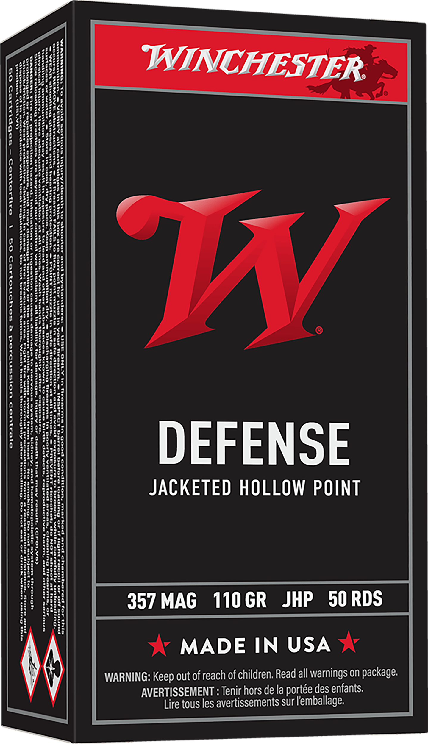 Winchester USA 357 Mag 110gr JHP 50 Rd - Box or Case