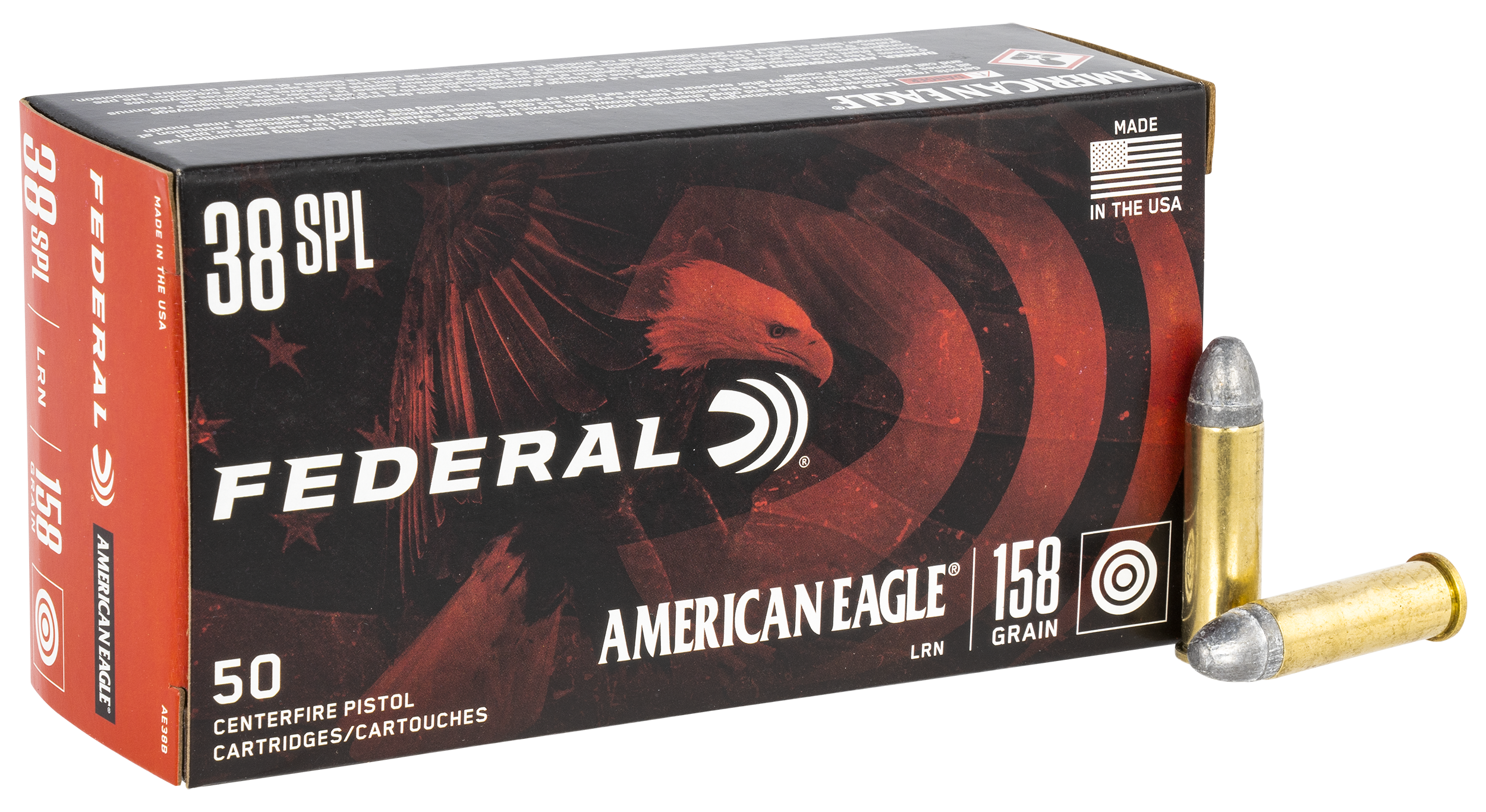 Federal American Eagle 38 Special 158gr Lead Round Nose 50rd - Box or Case