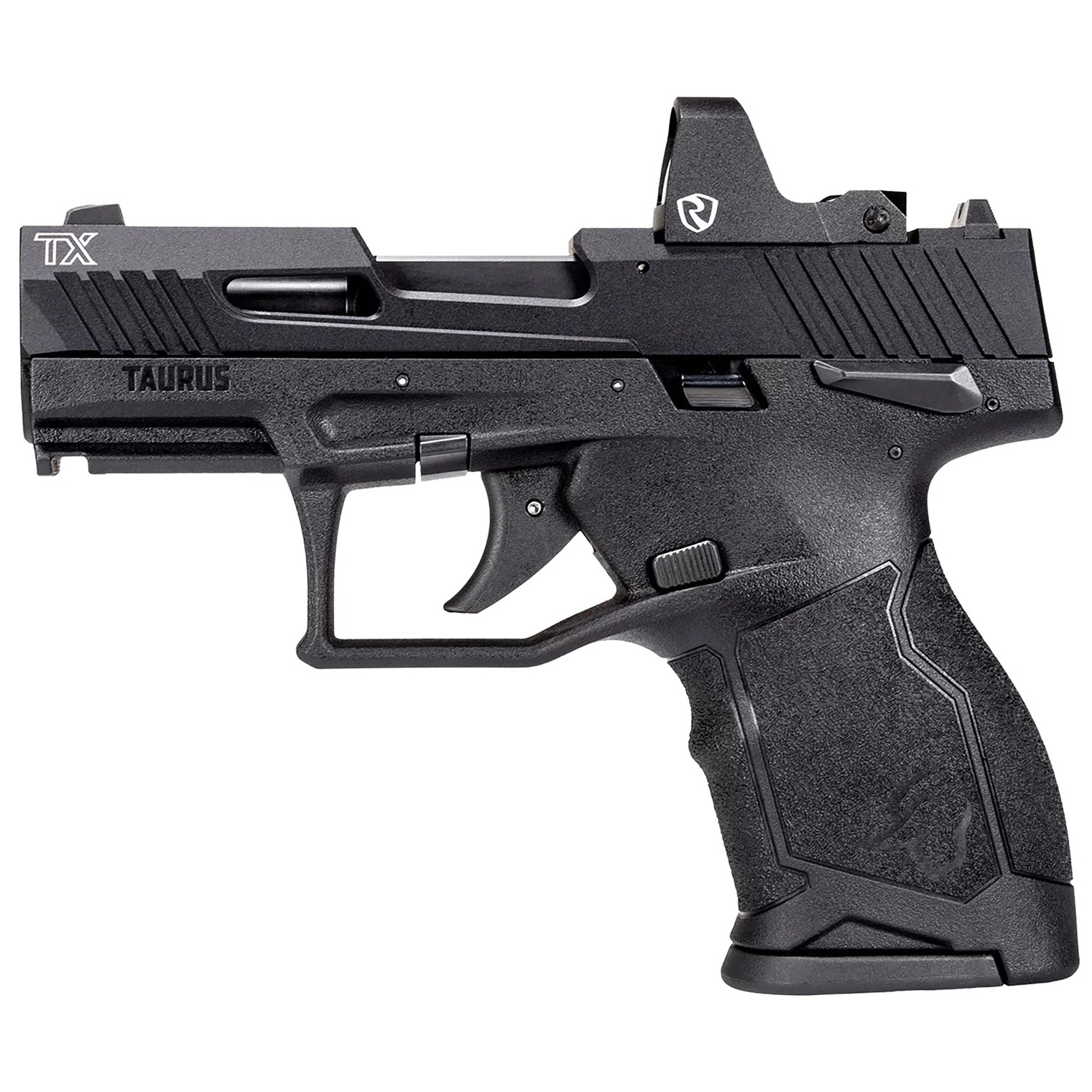 Taurus 1TX22131RI TX22C w/Optic Compact Frame 22 LR 13+1 SAO 3.60” Matte Black Steel Threaded Barrel, Black Anodized Optic Ready/Serrated Slide, Black Polymer Frame w/Picatinny Rail, Riton Red Dot