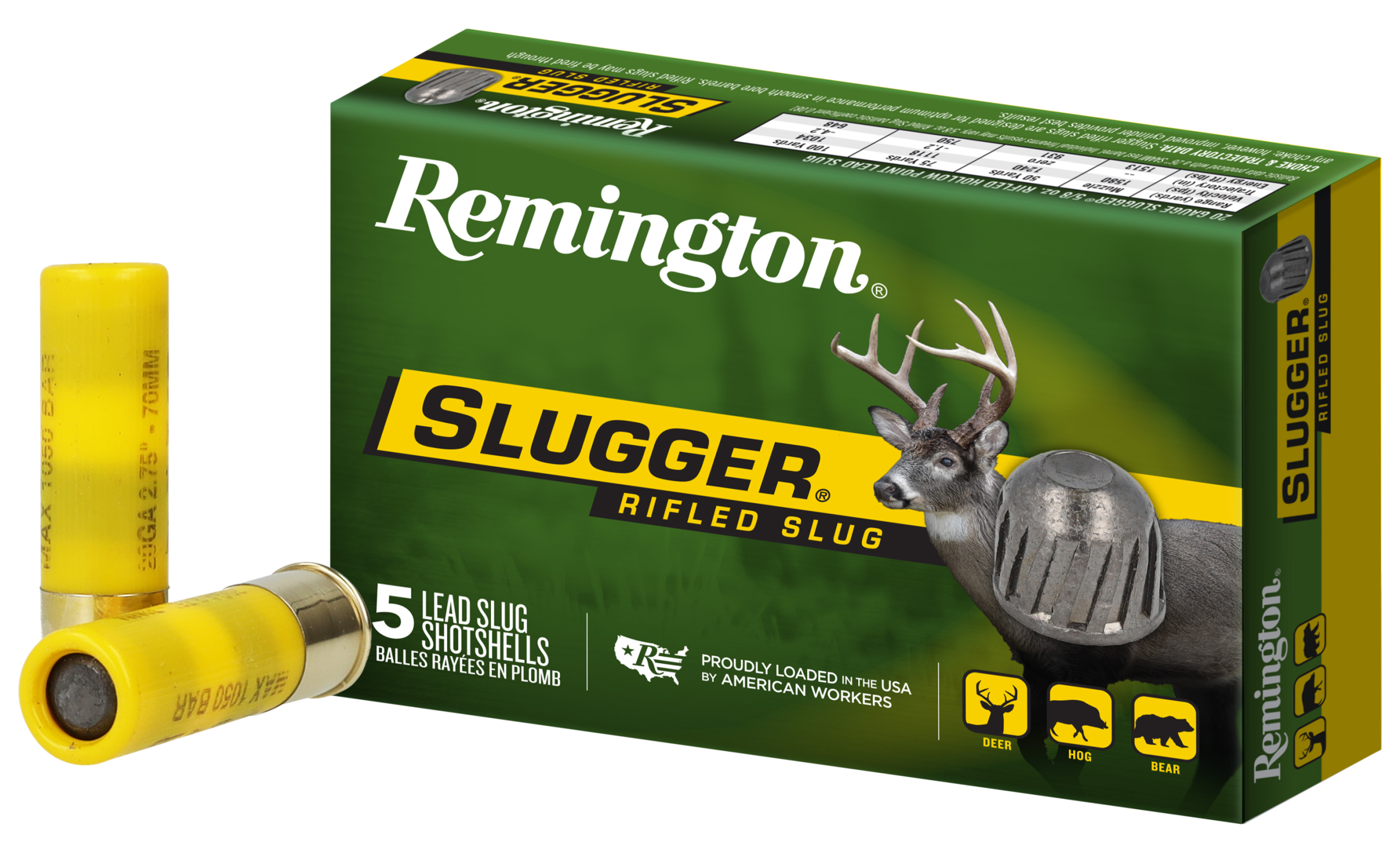 Remington Ammunition Slugger 20 Gauge 2.75" 5/8 oz Rifled Slug 5 Rd - Box or Case