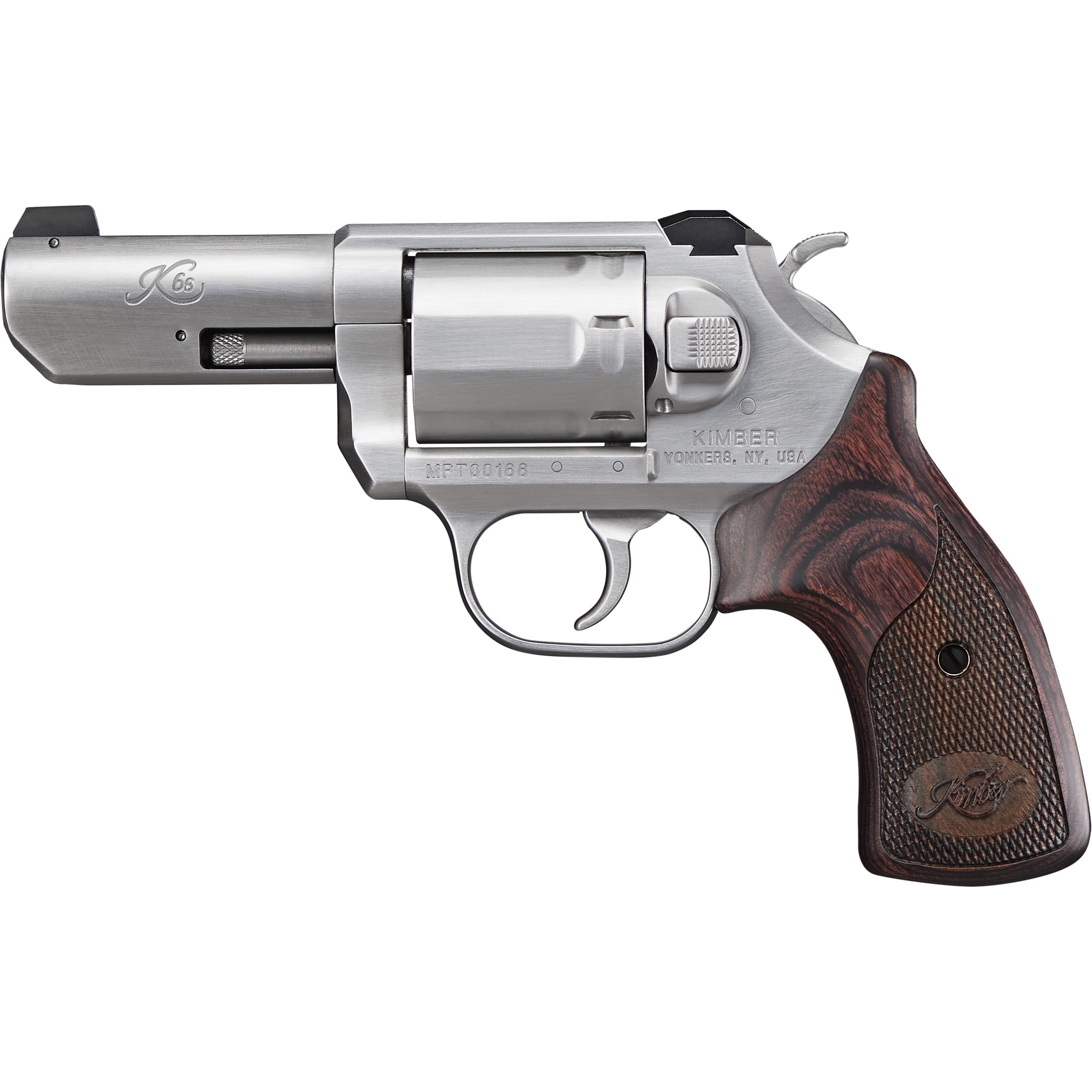 Kimber Mfg, Inc 3400016 K6S DA/SA 357 Mag 6 Shot 3” Brushed Stainless Steel Barrel & Cylinder, Brushed Stainless Steel Frame, Diamond Checkering Grip, Exposed Hammer