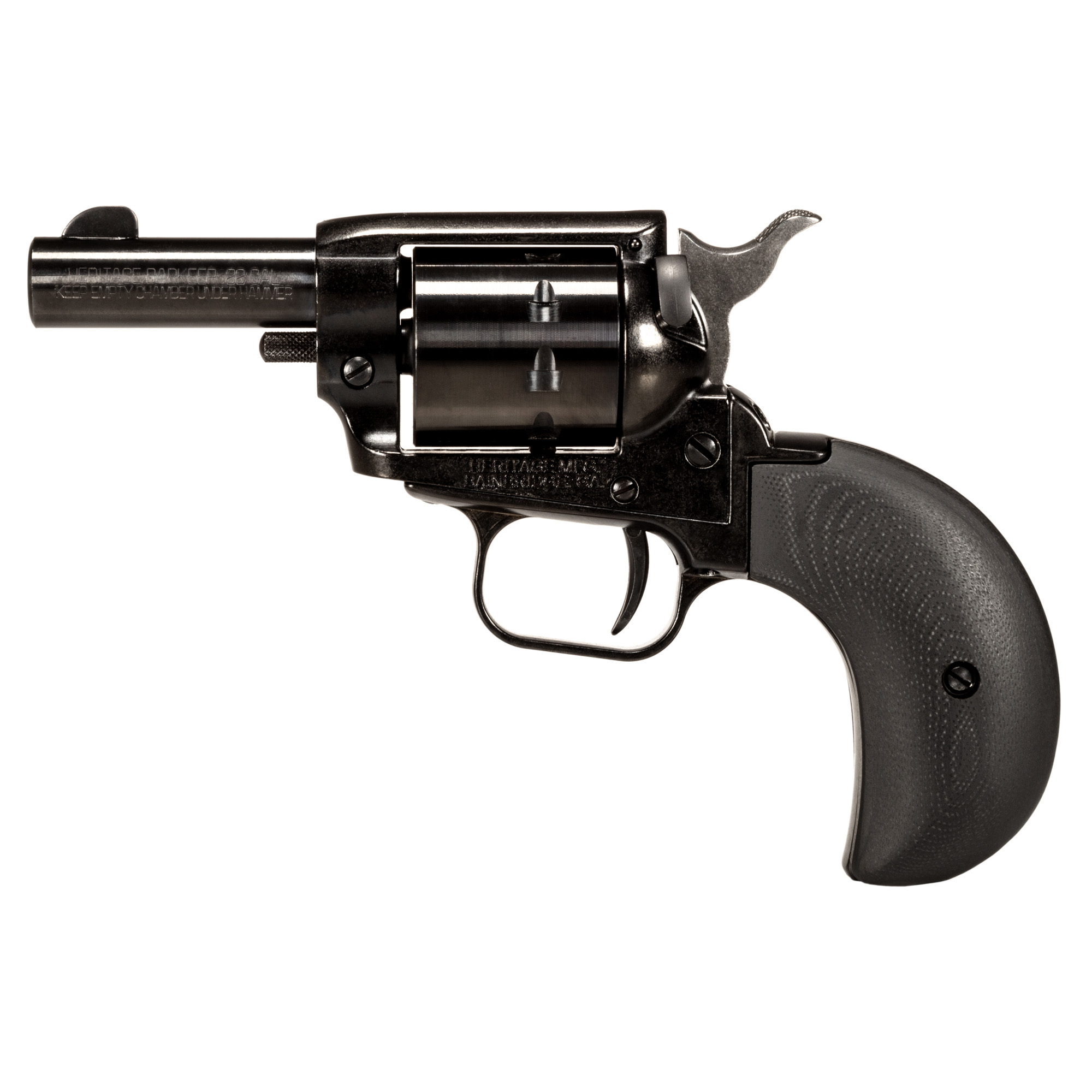 Heritage Mfg BK229WB2BH Barkeep Compact Frame 22 WMR 9rd Shot 2” Black Oxide Alloy Steel Barrel, Black Oxide Steel Frame, Black Oxide Cylinder, Black Birds Head G10 Grip, Exposed Hammer