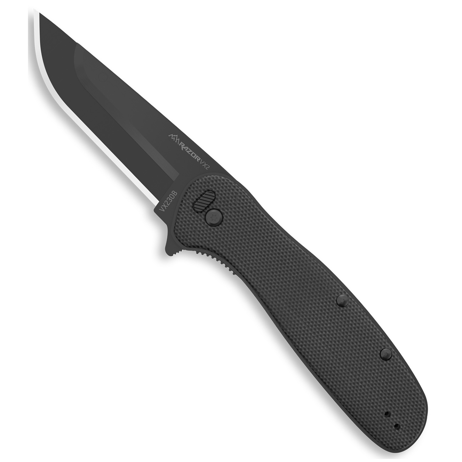 Outdoor Edge VX230B Razor VX2 EDC 3” Folding Plain Black Oxide 420J2 SS Blade, Black Textured G10 Handle