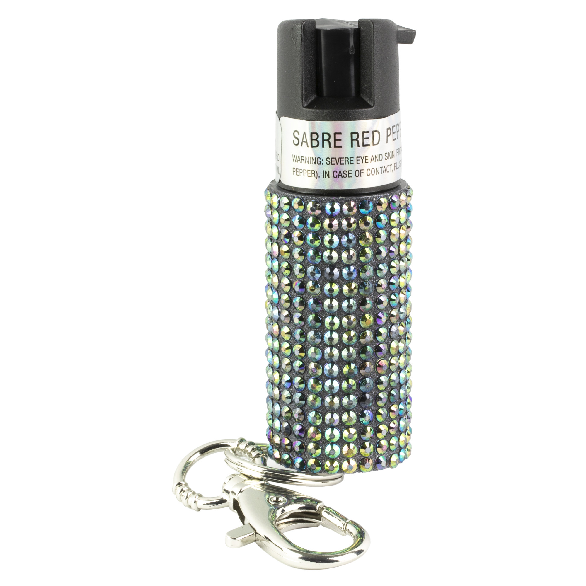 SABRE JEWELED PEPPER SPRAY W/ SNAP CLIP/TWIST LOCK BLACK