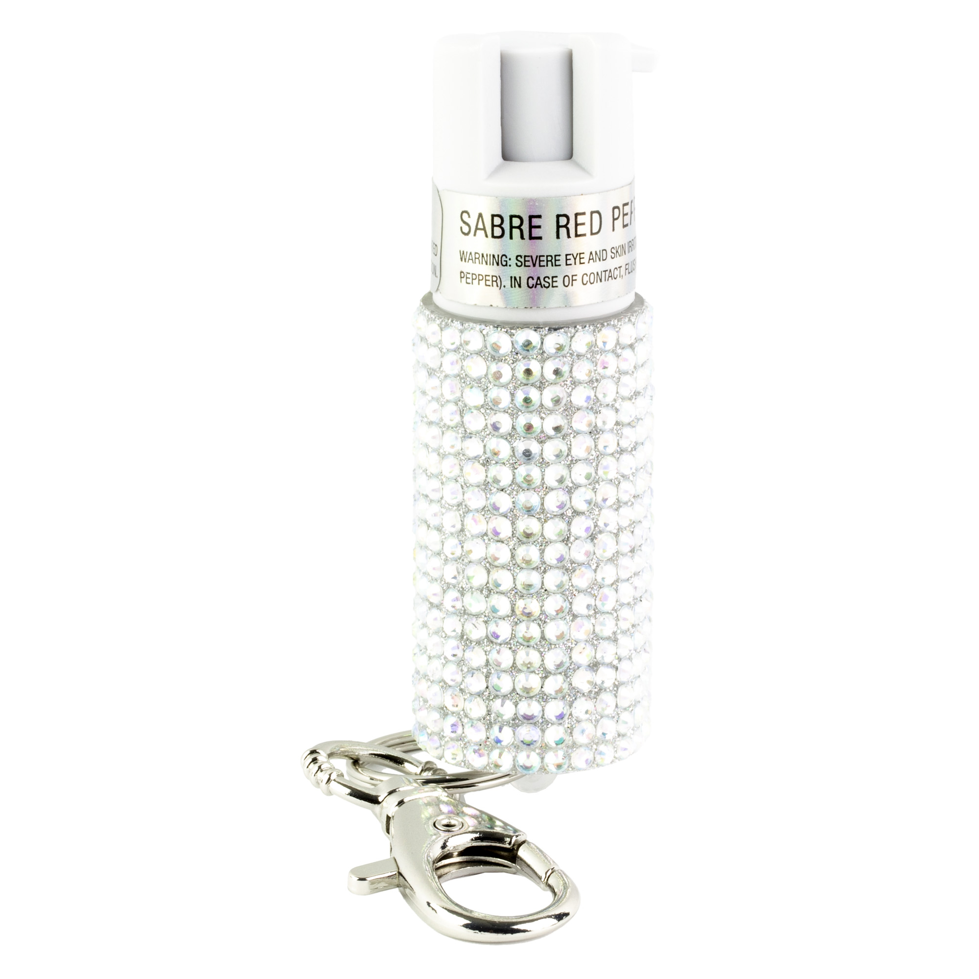 SABRE JEWELED PEPPER SPRAY W/ SNAP CLIP/TWIST LOCK SILVER