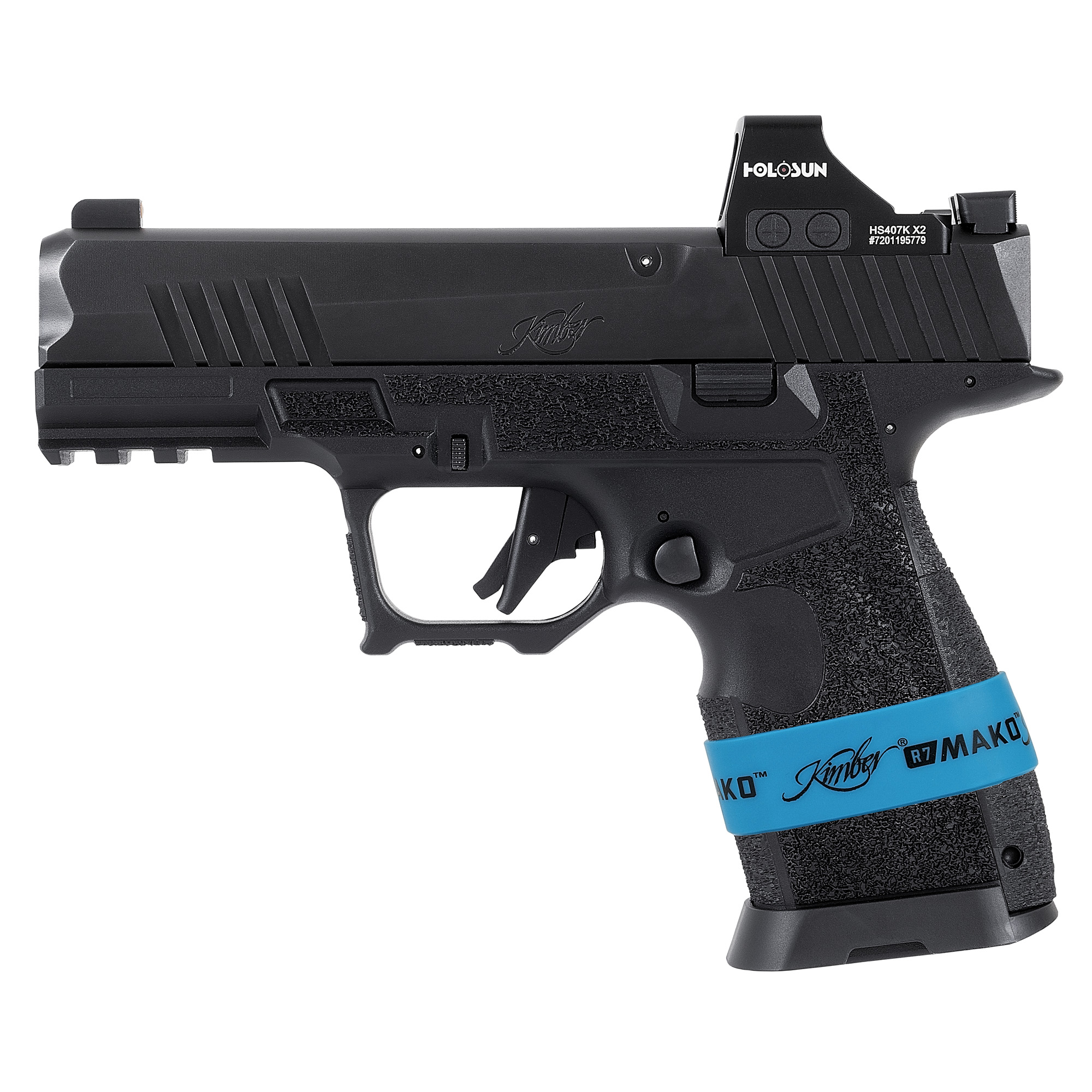 Kimber Mfg.,inc 3800017 R7 Mako Carbon Compact OI 9mm 15+1 3.92” FNC Stainless Steel Slide Molded Stippling Interchangeable Modular Backstrap Grip Holosun HS 407K