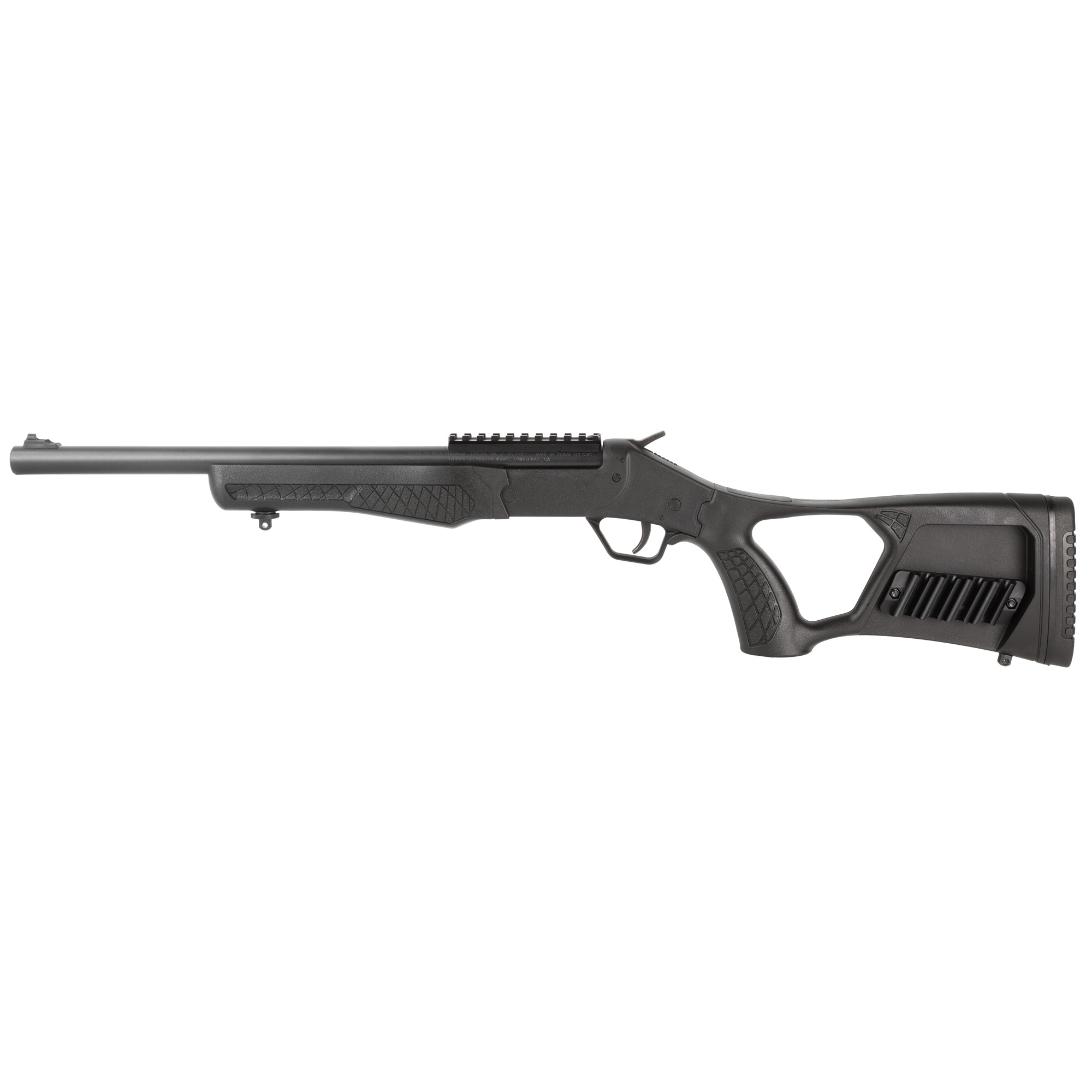 Rossi SSPS45BKIT Survival Stow & Go Bag Kit 45 Colt (Long Colt) 1rd 16” Black Oxide Single Shot Barrel, Black Oxide Picatinny Rail, Thumbhole w/Shell Holder Synthetic Stock, Carry Bag