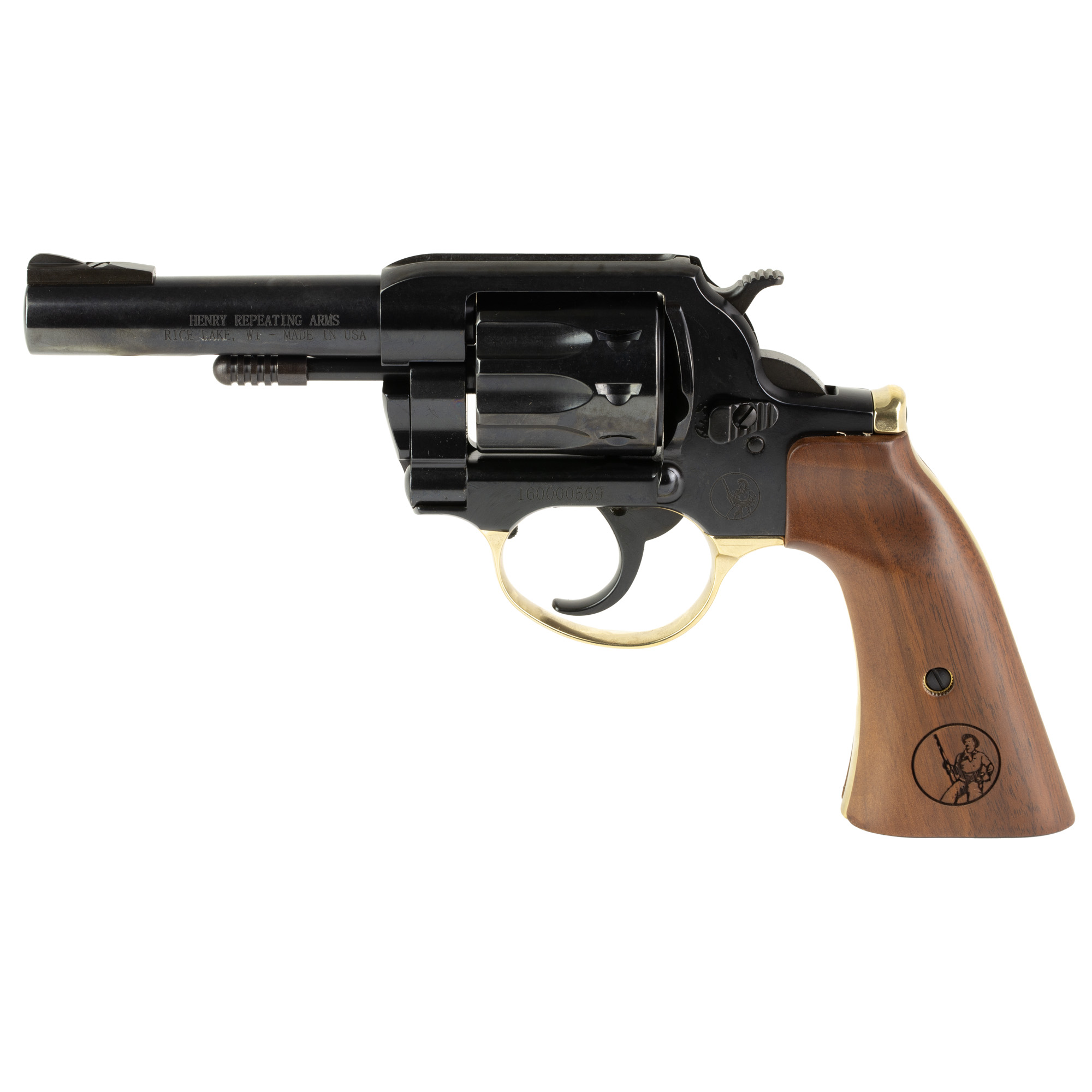 Henry H016GD Golden Boy 22 LR 10 Shot 4” Blued Steel Barrel, Cylinder, Blued Polished Steel Frame, Walnut Gunfighter Grip, Transfer Bar Safety, Exposed Hammer