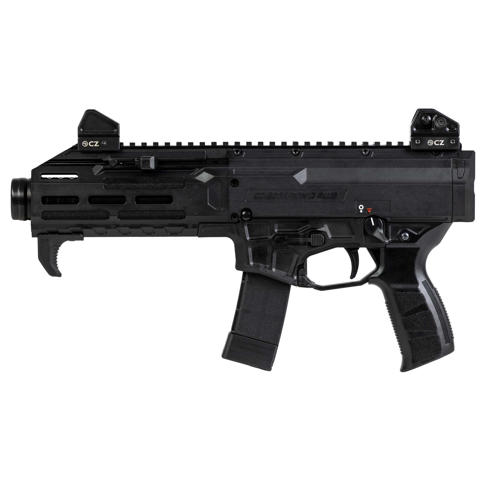 CZ-USA 91431 Scorpion 3+ 9mm Luger 20+1 7.80” Black Threaded Barrel, M-LOK Handguard, Picatinny Rail, Black Polymer Grip, Ambidextrous