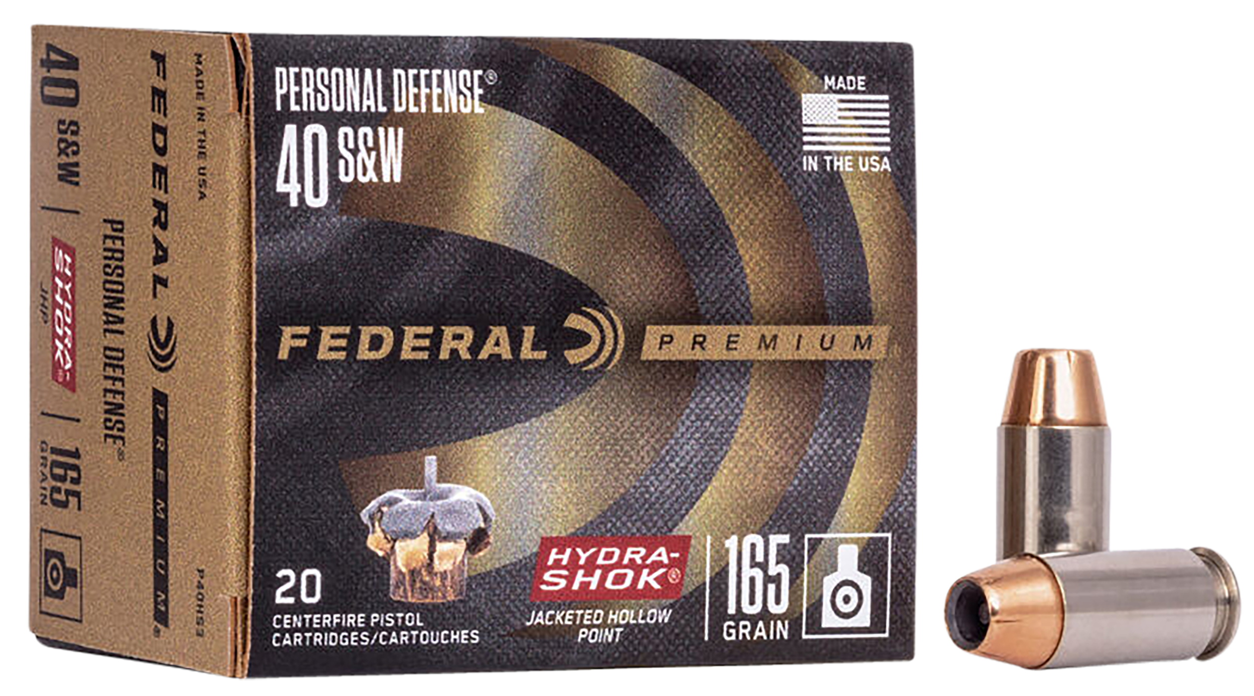 Federal Premium Personal Defense 40 S&W 165gr Hydra-Shok JHP 20rd - Box or Case