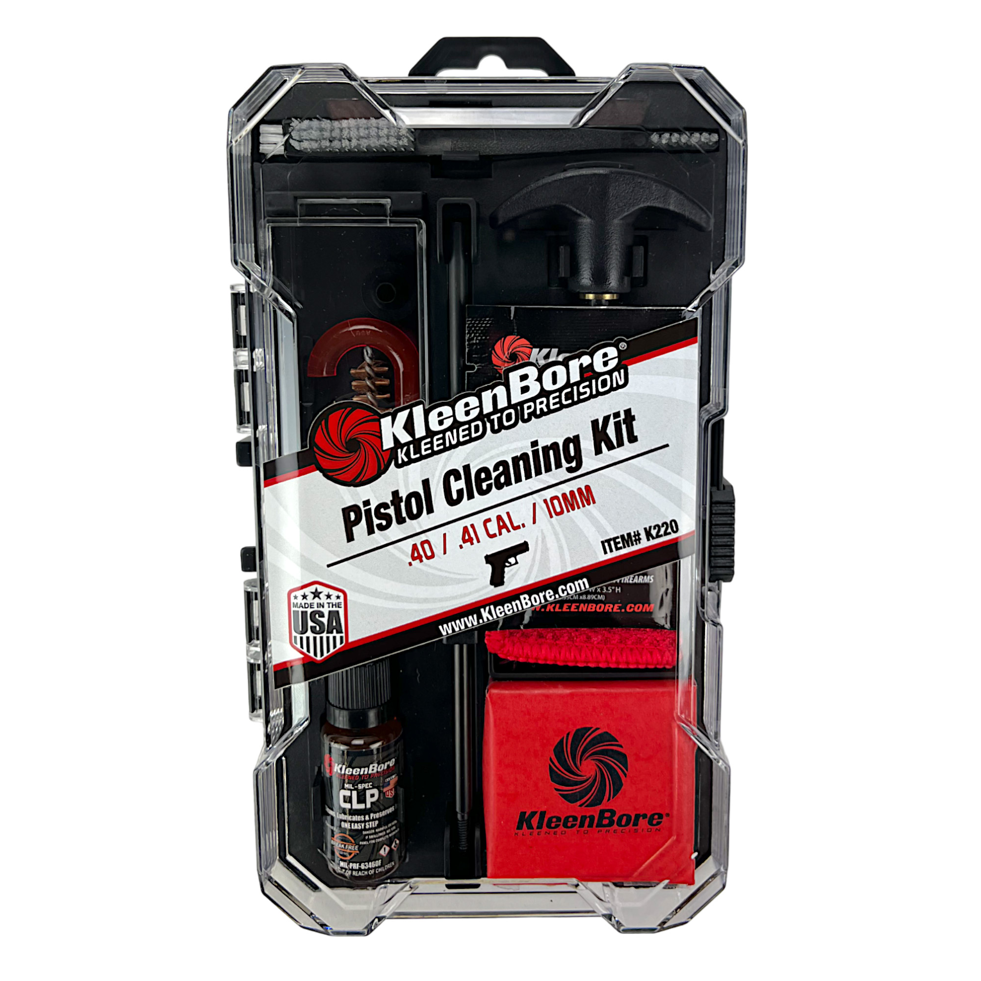 Kleen-Bore K220 Handgun Cleaning Kits w/Steel Rods Cleaning Kit .40/.41/10mm