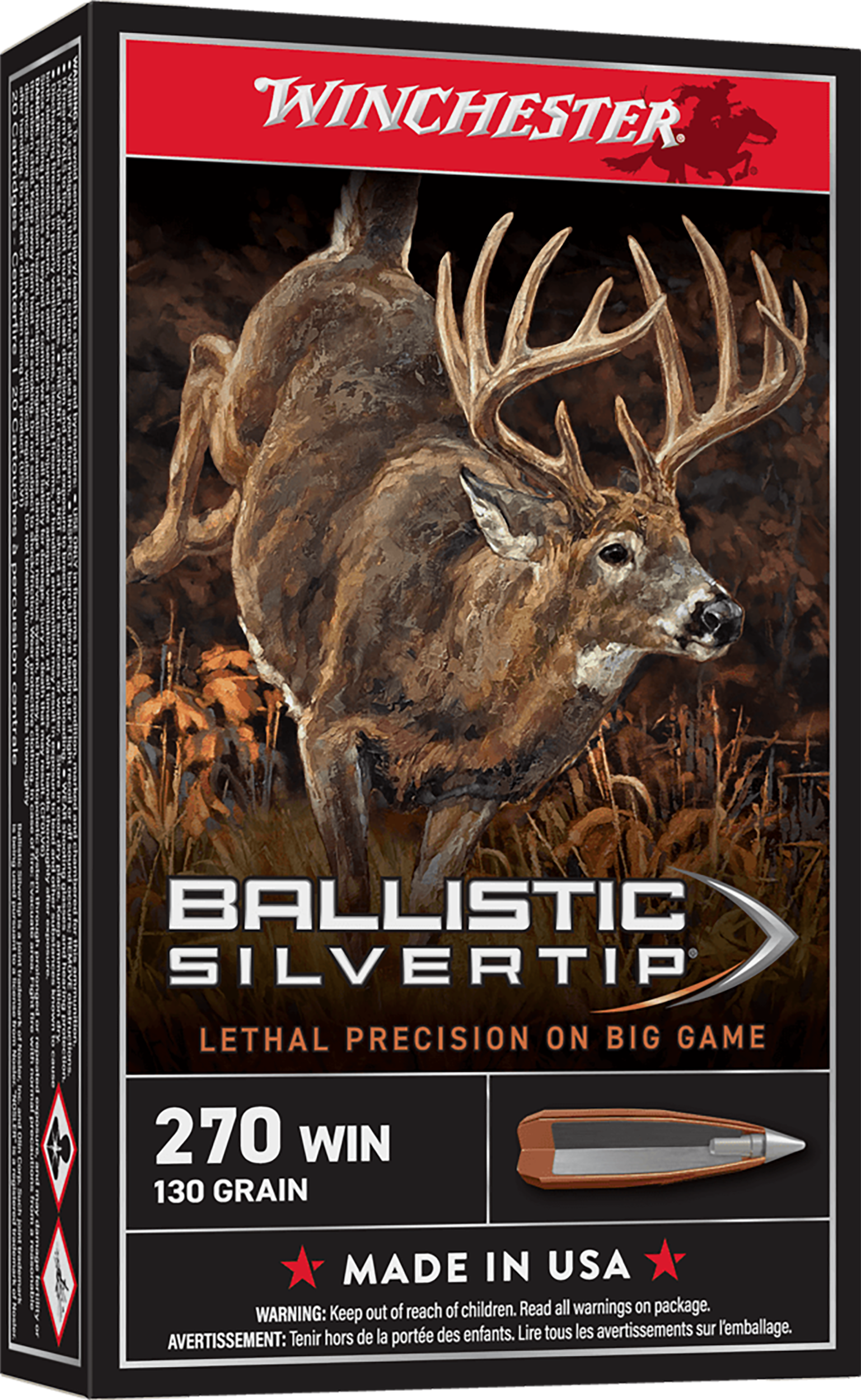 Winchester Ammo Ballistic Silvertip 270 Win 130gr Polymer Tip 20 Rd - Box or Case