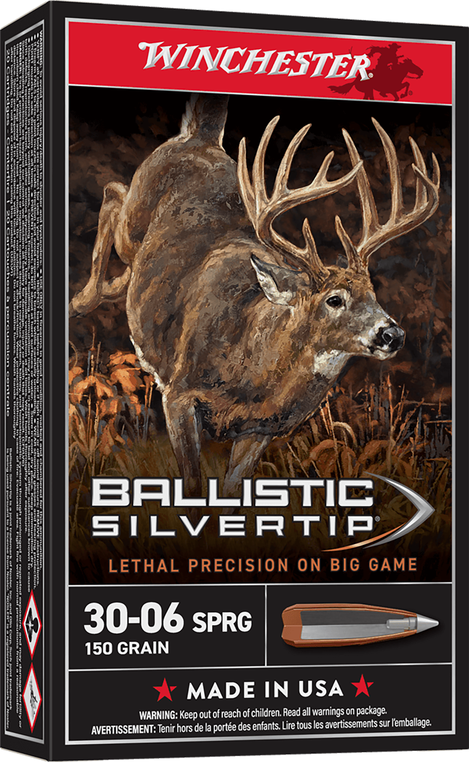 Winchester Ammo Ballistic Silvertip 30-06 Springfield 150gr Polymer Tip 20 Rd - Box or Case