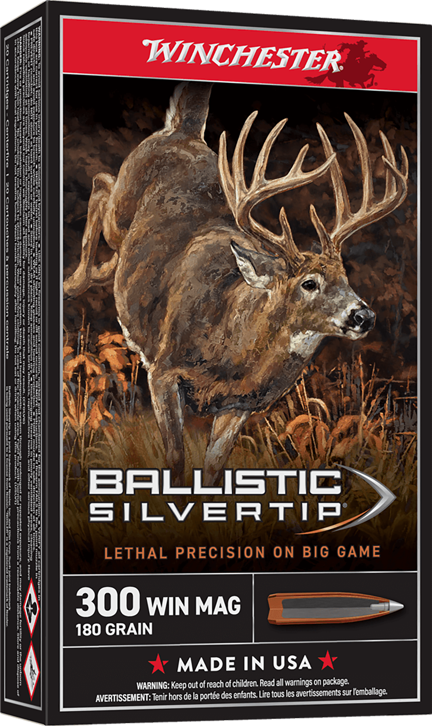 Winchester Ammo Ballistic Silvertip 300 Win Mag 180gr Polymer Tip 20 Rd - Box or Case