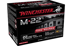 WINCHESTER M-22 22LR 1255FPS 40GR LEAD RN 1000RD 2BX/CS