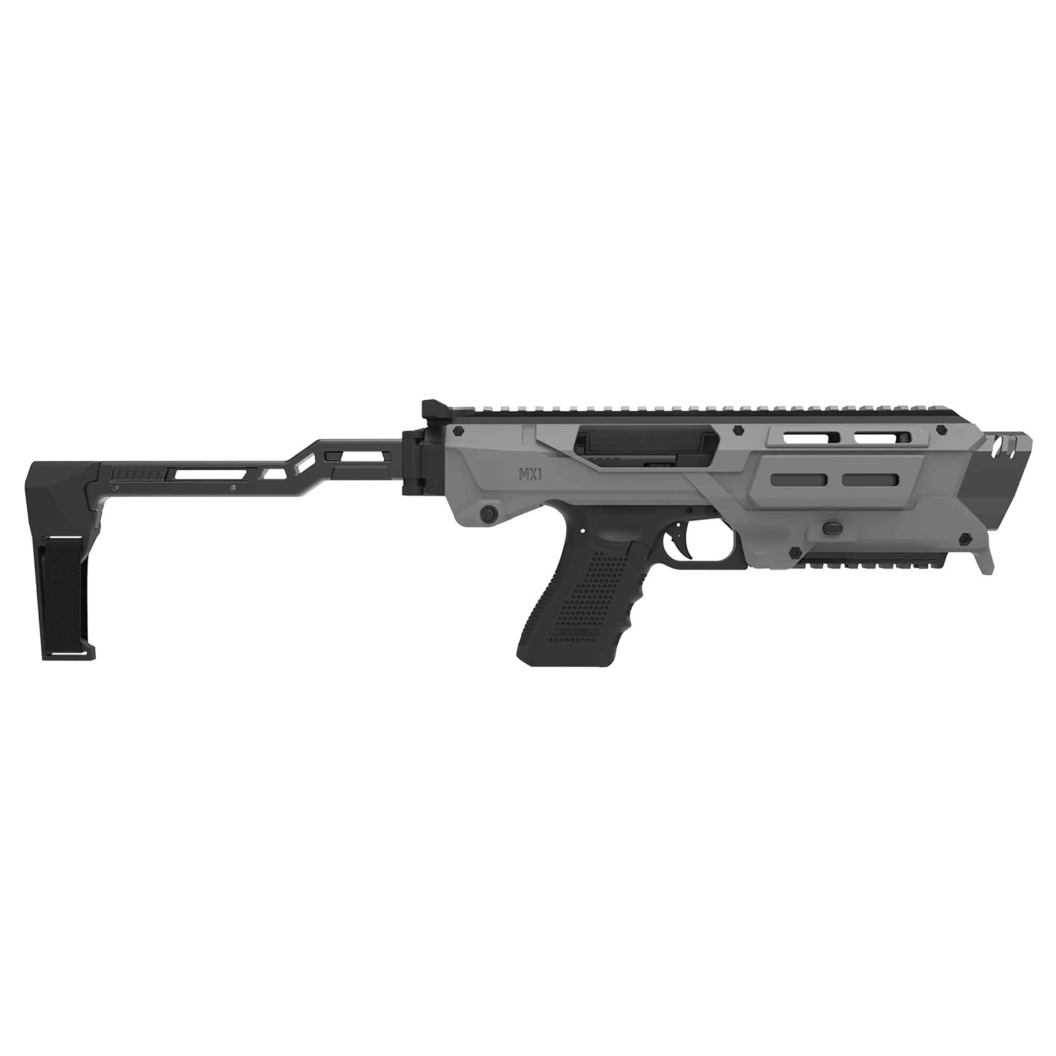 Meta Tactical Llc MX1-PS-GY MX-1 Conversion Kit Compatible w/Glock, Gray Aluminum Frame w/M-LOK & Picatinny Rail, Black Polymer Folding Stabilizer