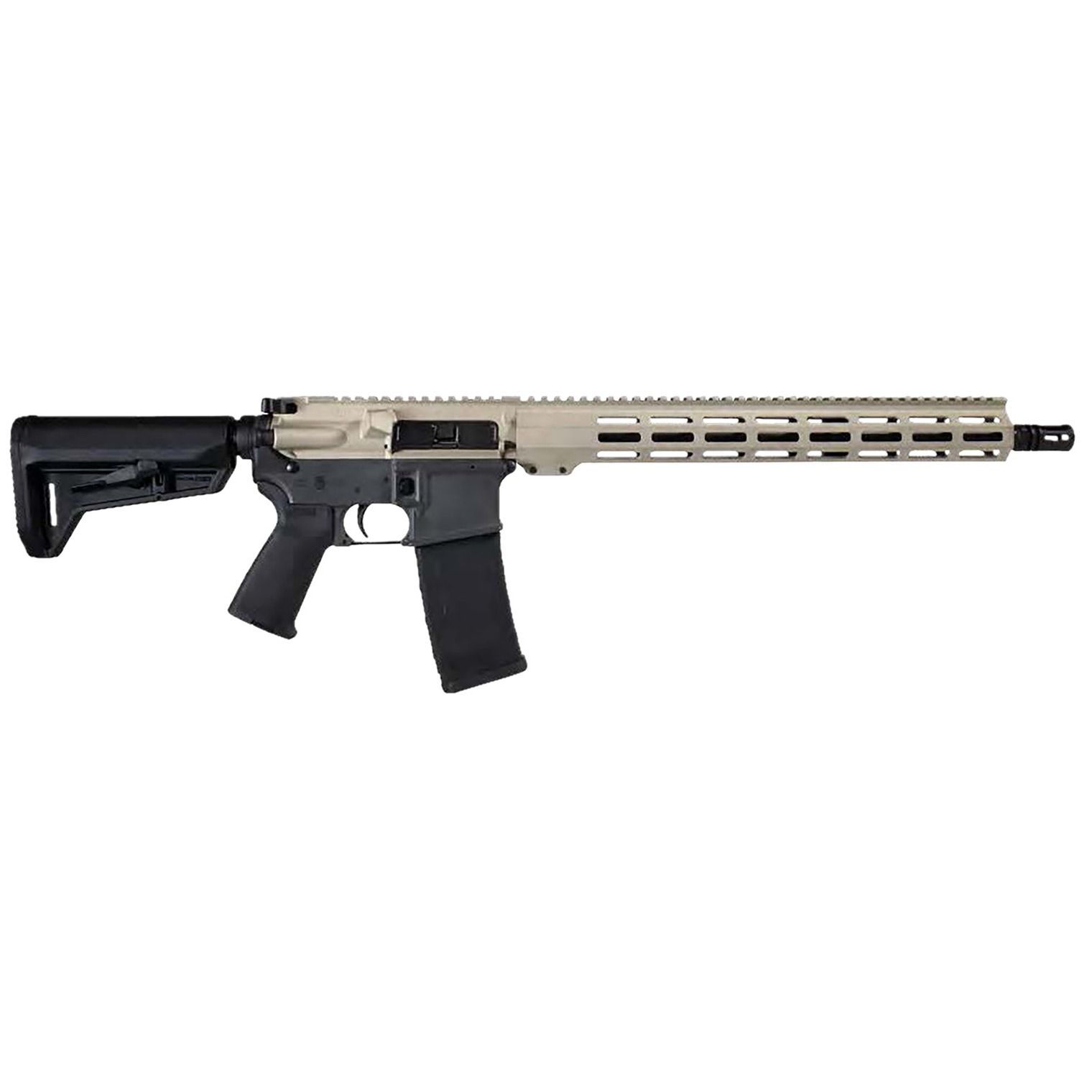 Shark Coast Tactical 300-055-1000-20 Badger 5.56 NATO 30+1 16” Black Nitride Threaded Barrel, Gray & Tan Cerakote Picatinny Rail Aluminum Receiver, Magpul SL-K Black Polymer Stock, Black Polymer Grip