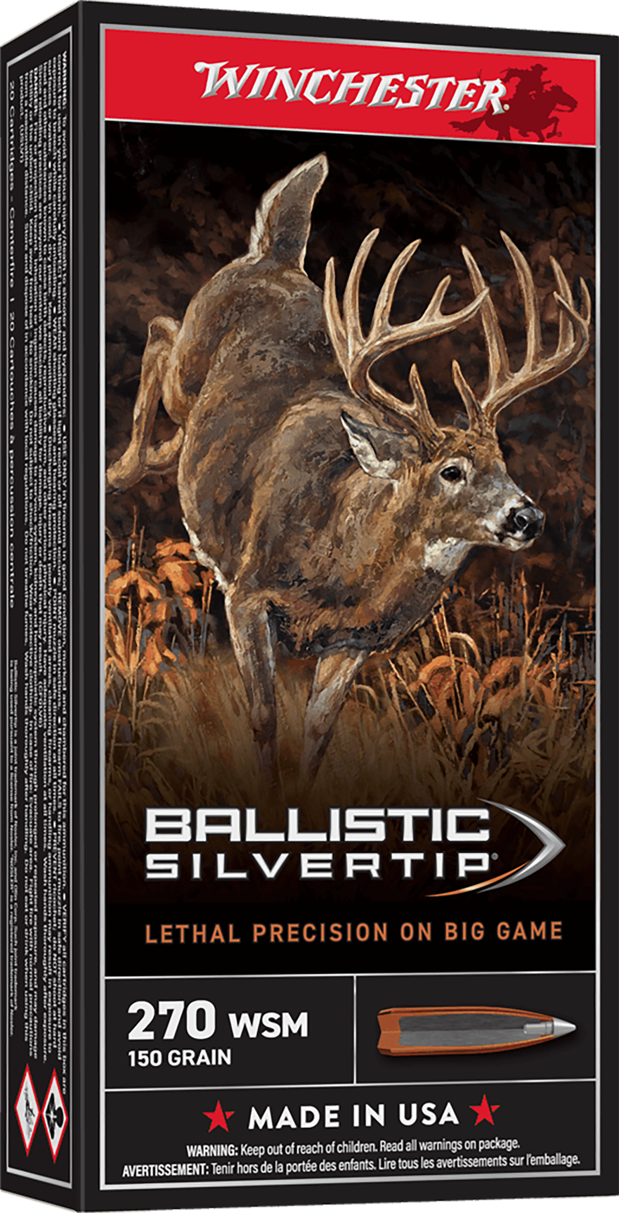 Winchester Ammo Ballistic Silvertip 270 WSM 150gr Polymer Tip 20 Rd - Box or Case