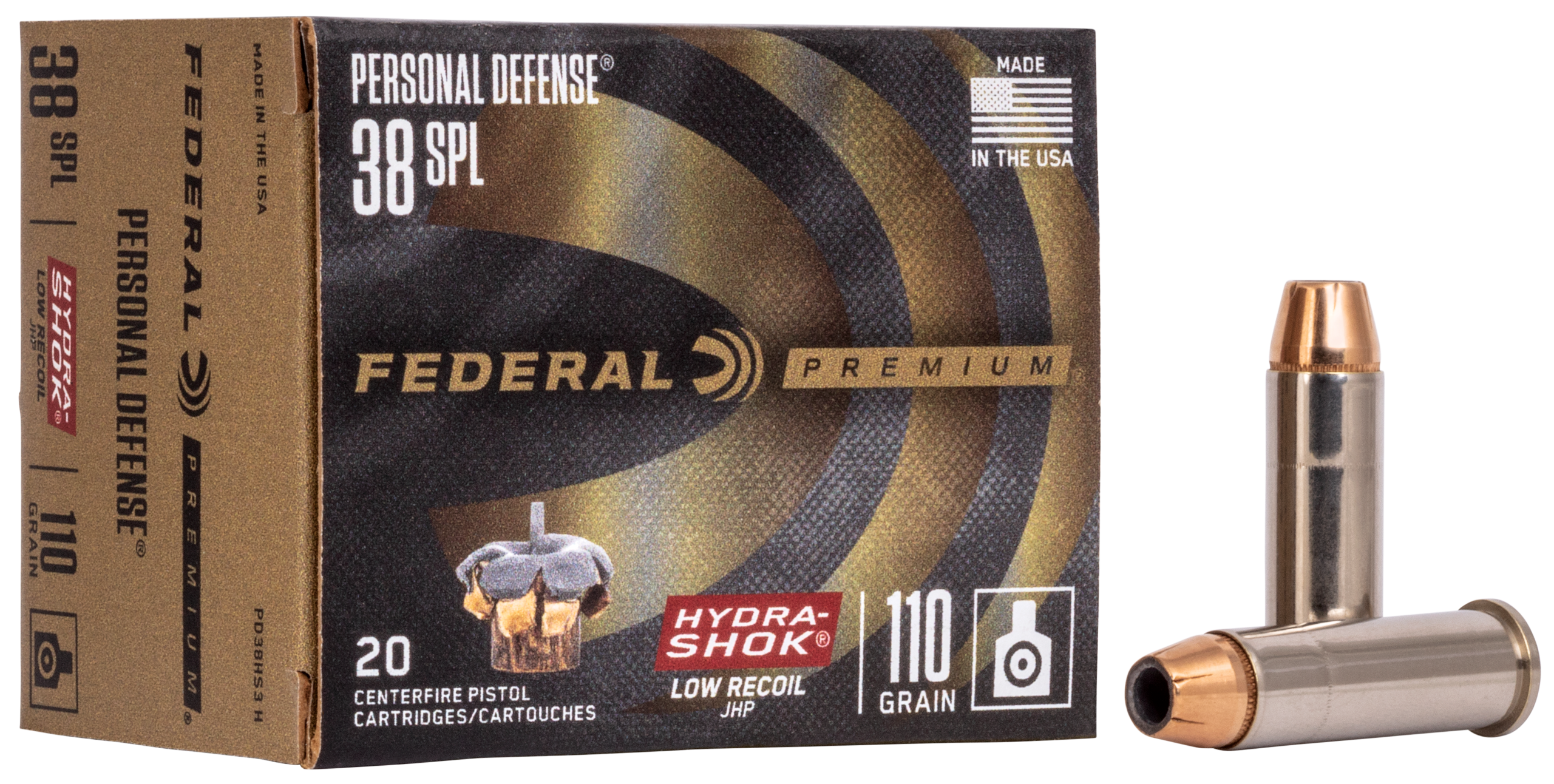 Federal Premium Hydra-Shok Low Recoil 38 Special 110gr JHP 20rd - Box or Case