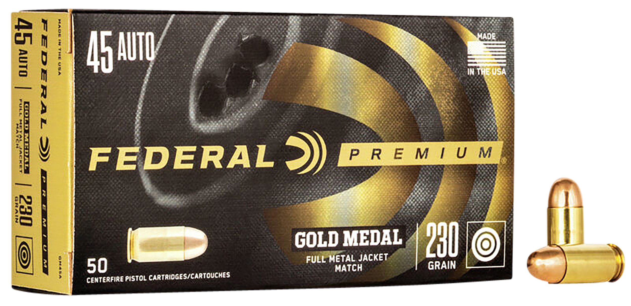 Federal Premium Gold Medal 45 ACP 230gr Full Metal Jacket 50 Rd - Box or Case