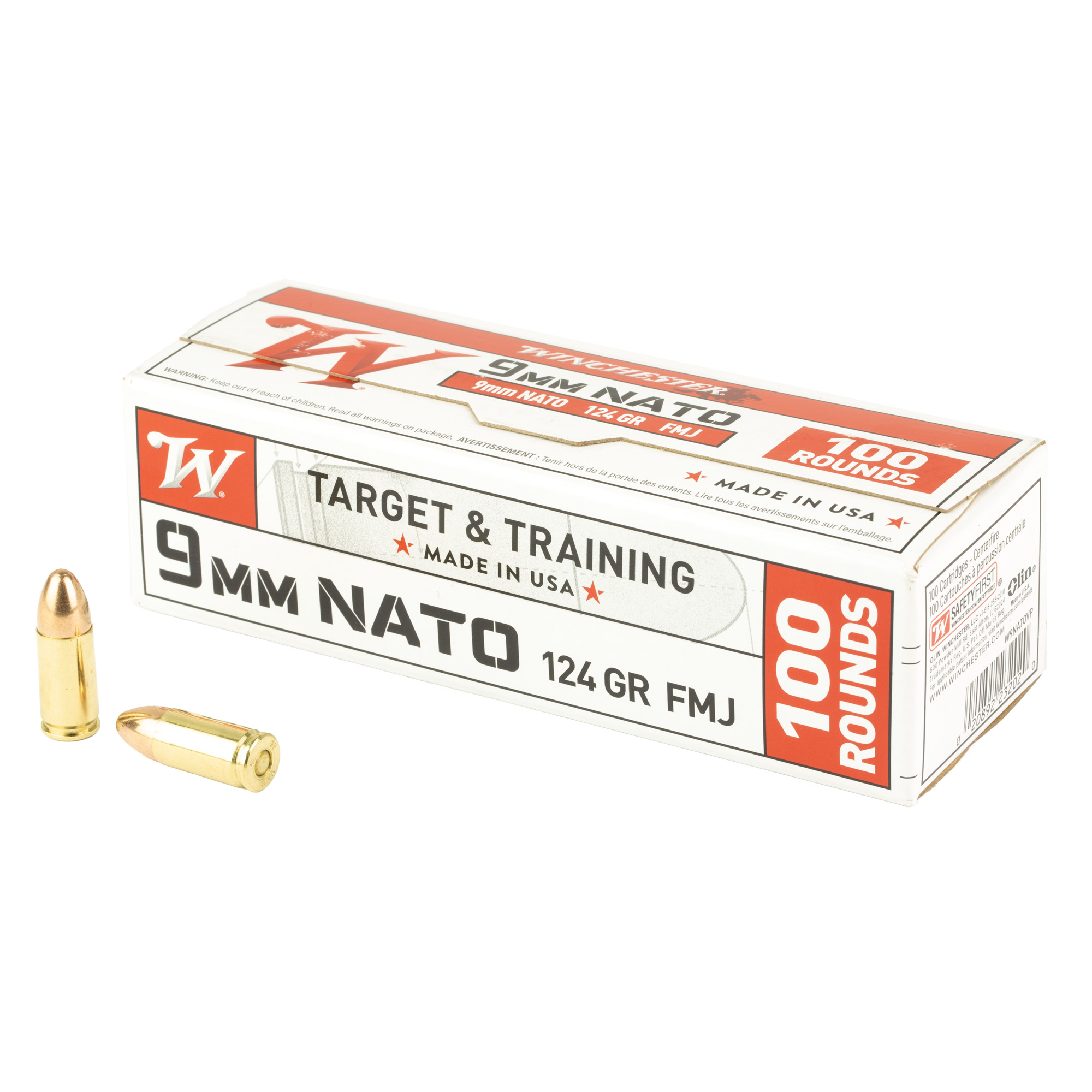 Winchester Ammo W9NATOVP9mm NATO 124gr Full Metal Jacket 100 Per Box/10 Case