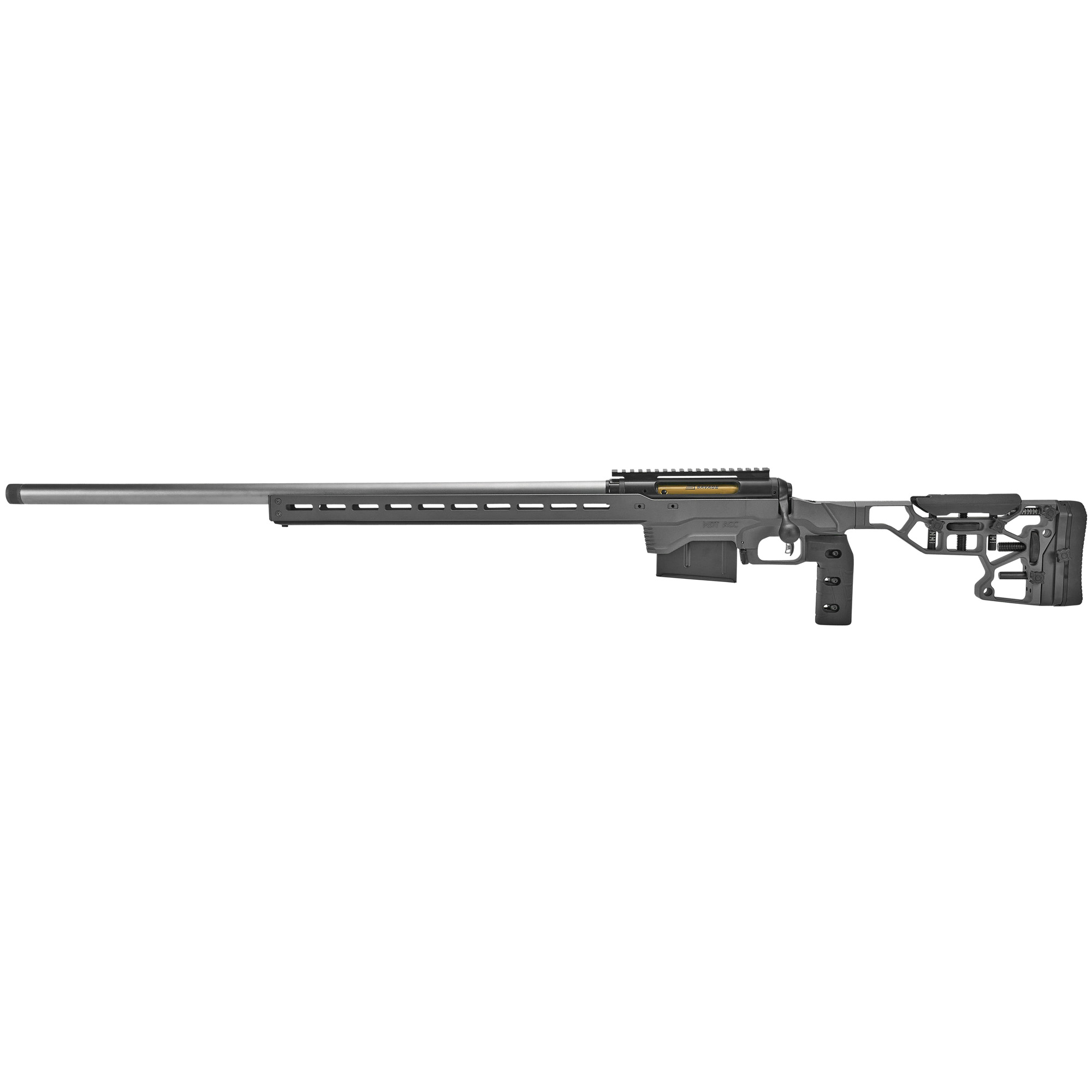 Savage Arms 57708 110 Elite Precision 338 Lapua Mag 5+1 30” Matte Stainless, Matte Black Rec, Gray Cerakote Adjustable MDT ACC Aluminum Chassis Stock, Left Hand (MB Not Included)