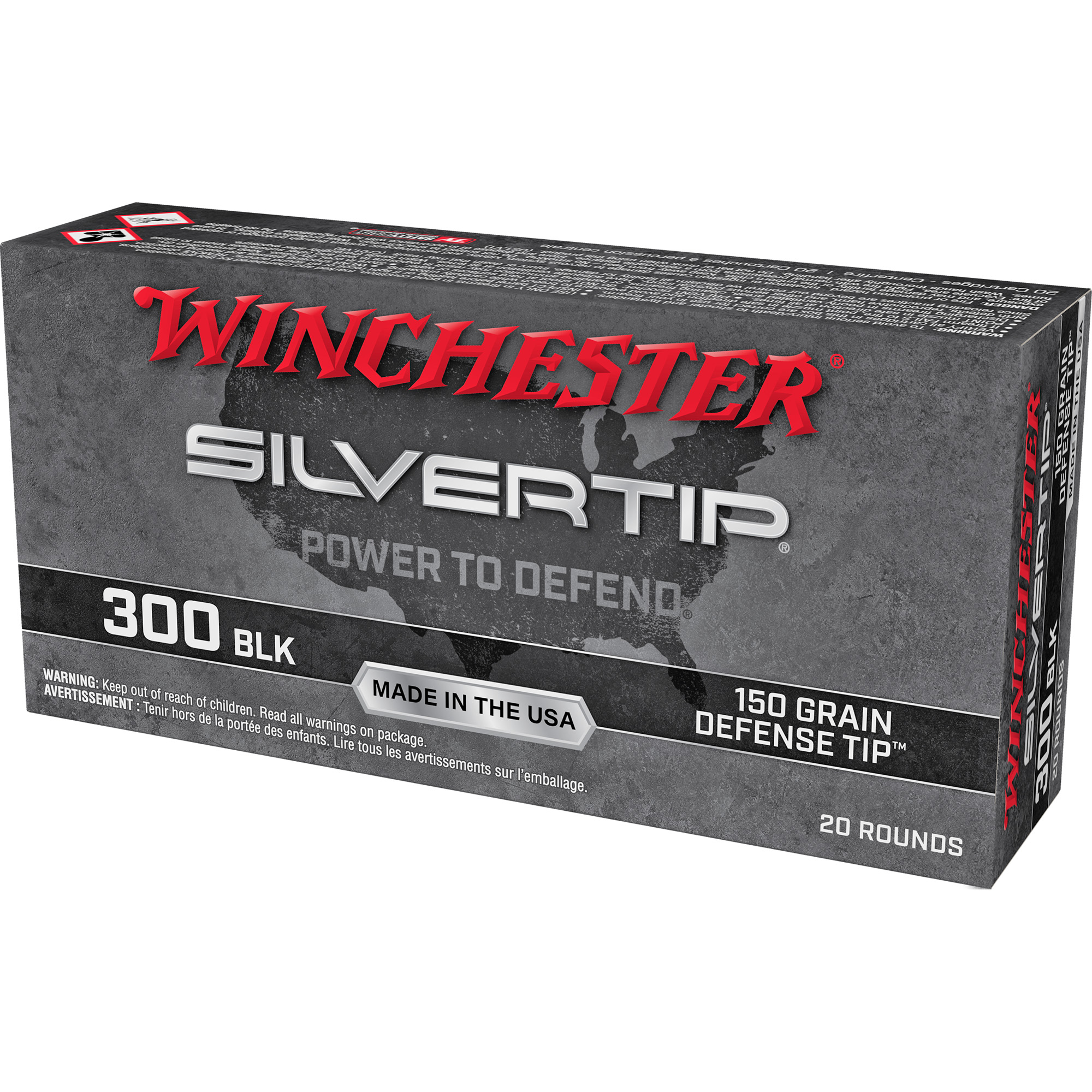 Winchester Ammo W300ST Silvertip 300Blackout 150gr Defense Tip 20 Per Box/10 Case